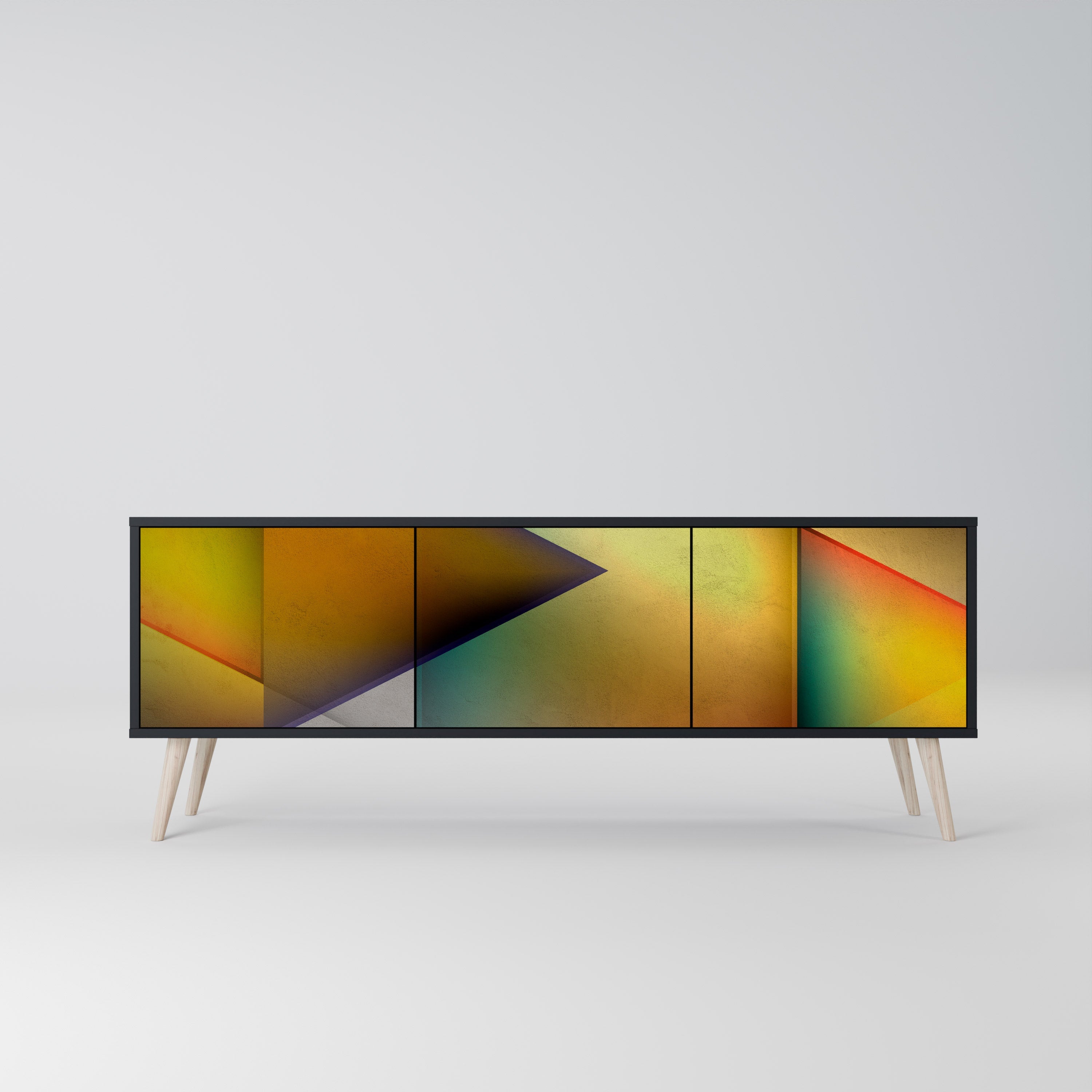 PIERCING SHARPNESS Móvel de TV com 3 Portas em Acabamento Preto