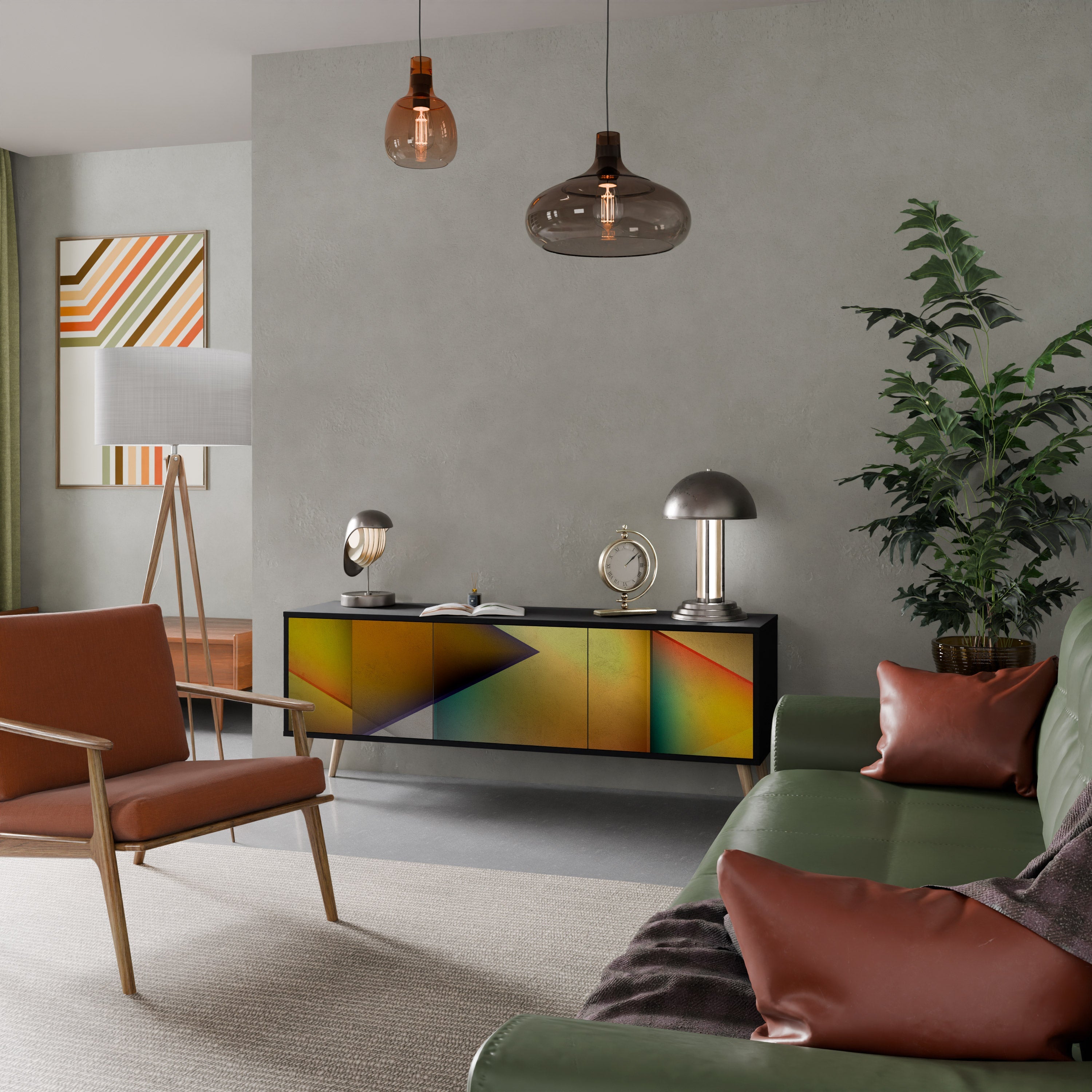 PIERCING SHARPNESS Móvel de TV com 3 Portas em Acabamento Preto