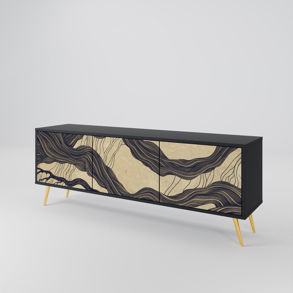 UNIFIED FRAGMENTS Móvel de TV com 3 Portas em Acabamento Preto