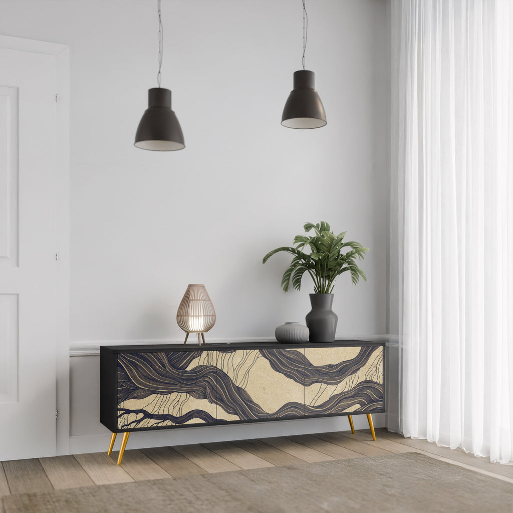 UNIFIED FRAGMENTS Móvel de TV com 3 Portas em Acabamento Preto