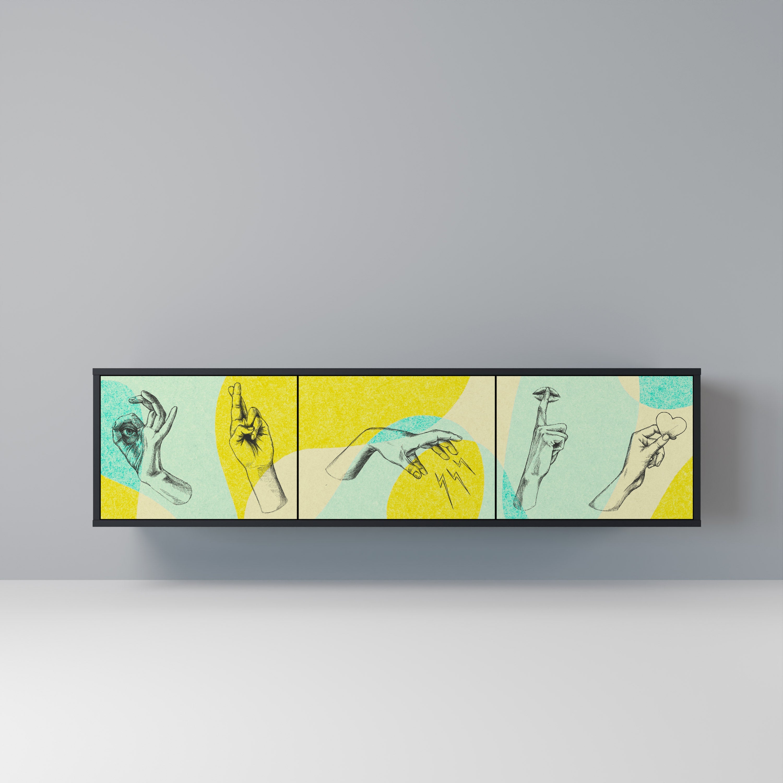 BODY LANGUAGE Móvel de TV com 3 Portas em Acabamento Preto