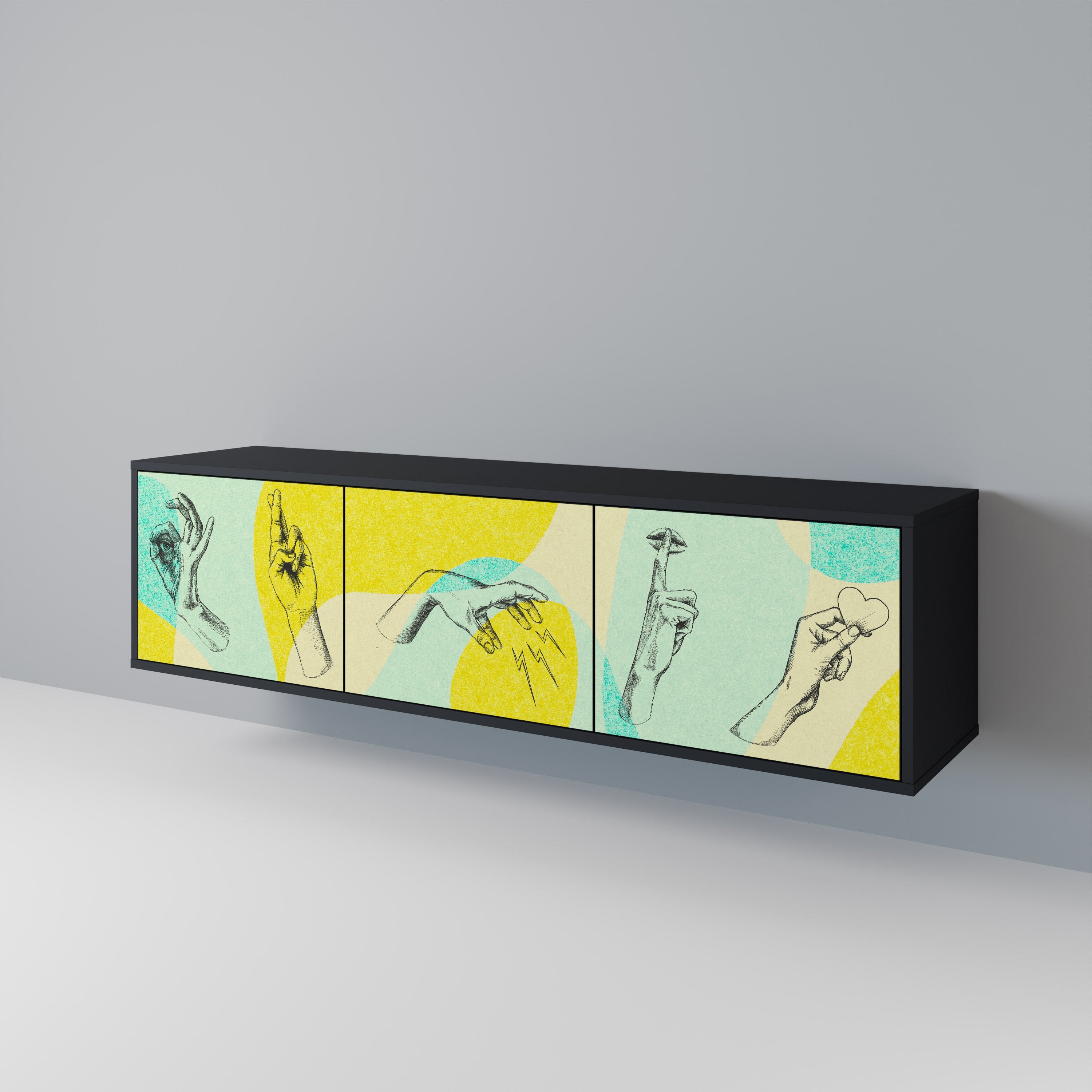 BODY LANGUAGE Móvel de TV com 3 Portas em Acabamento Preto