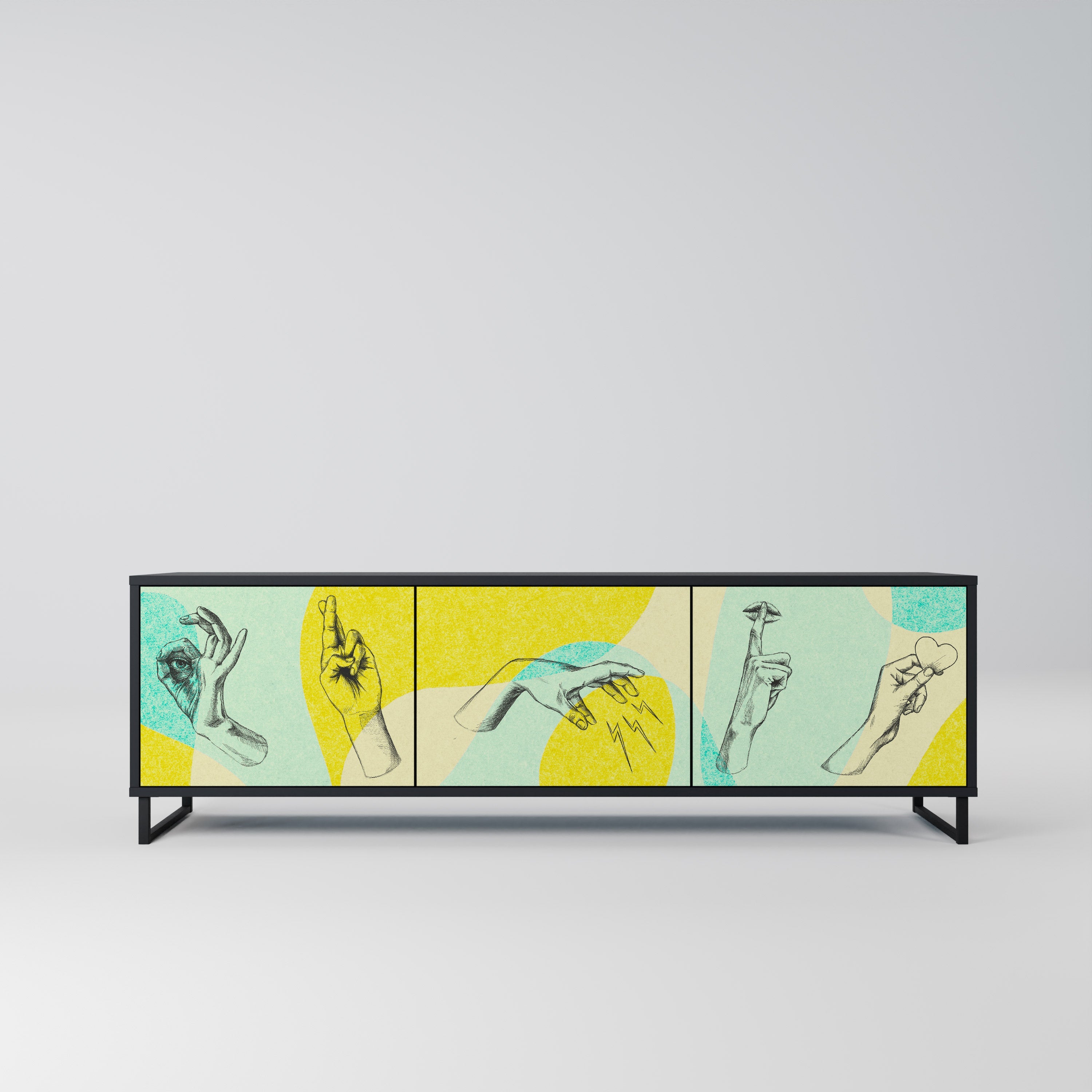 BODY LANGUAGE Móvel de TV com 3 Portas em Acabamento Preto