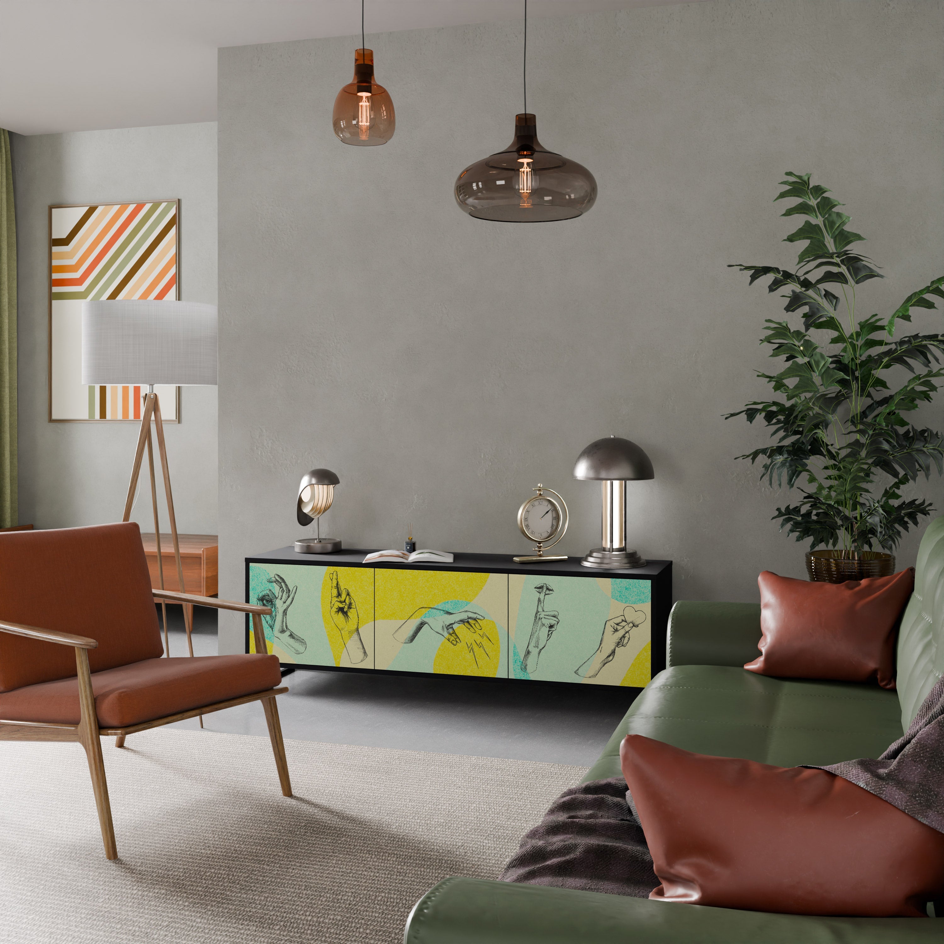 BODY LANGUAGE Móvel de TV com 3 Portas em Acabamento Preto