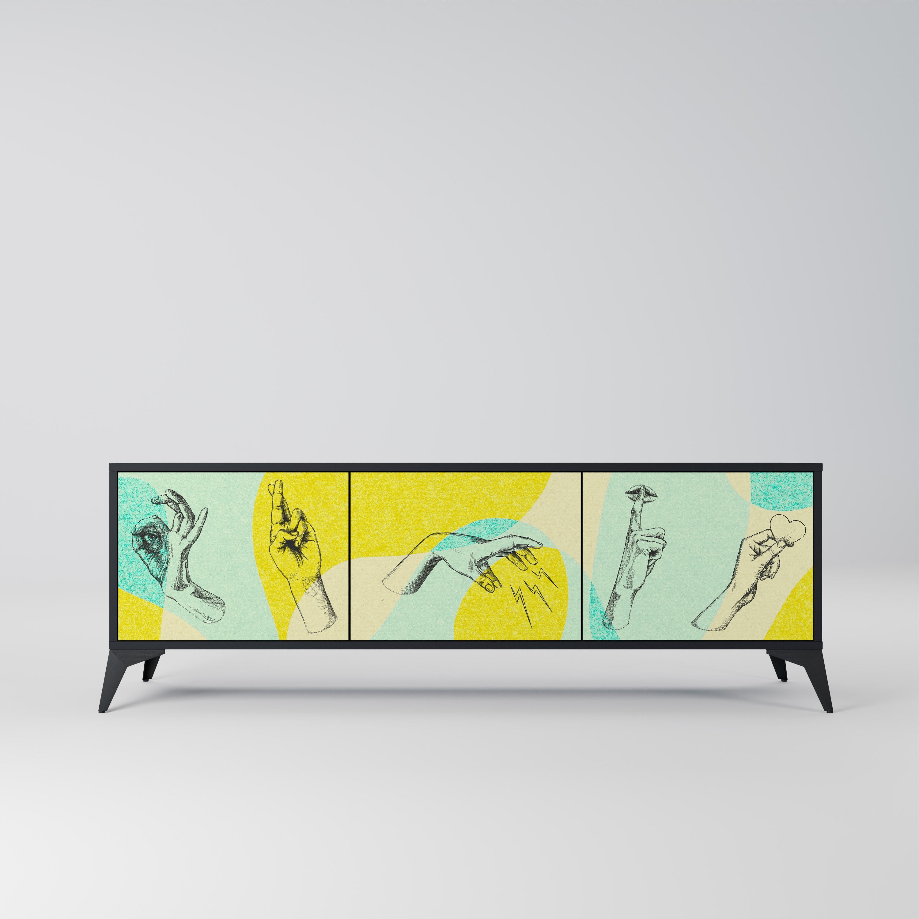 BODY LANGUAGE Móvel de TV com 3 Portas em Acabamento Preto