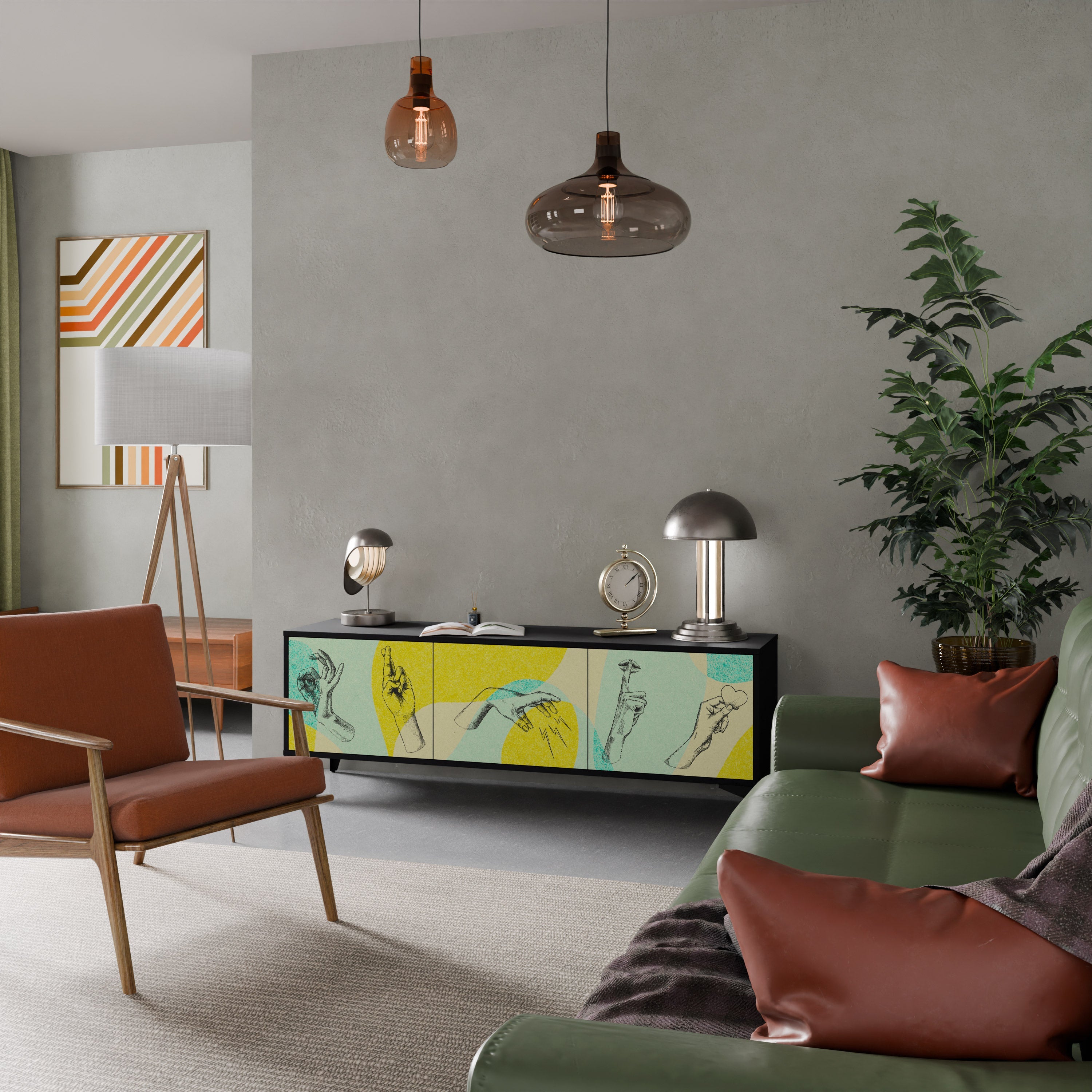 BODY LANGUAGE Móvel de TV com 3 Portas em Acabamento Preto