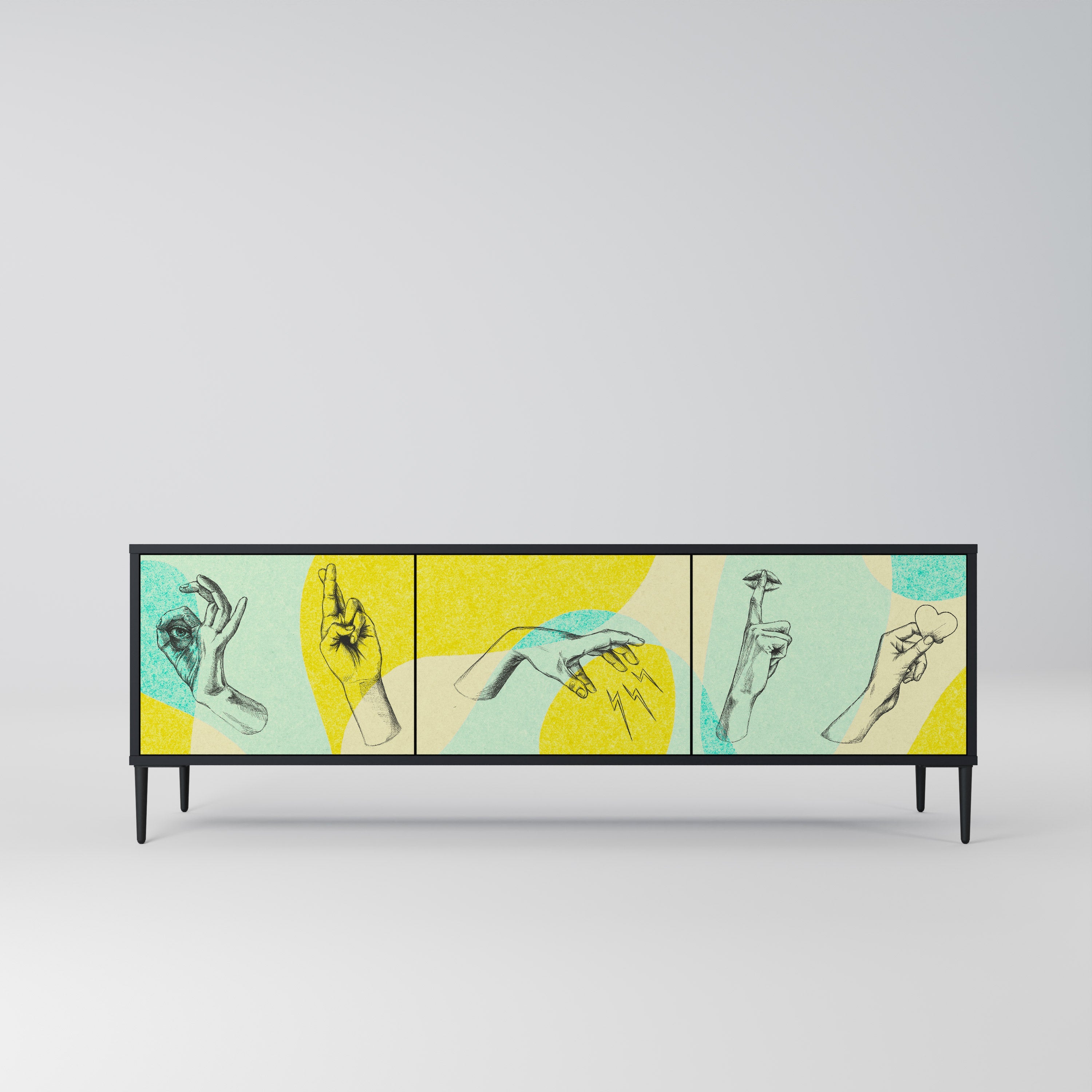 BODY LANGUAGE Móvel de TV com 3 Portas em Acabamento Preto