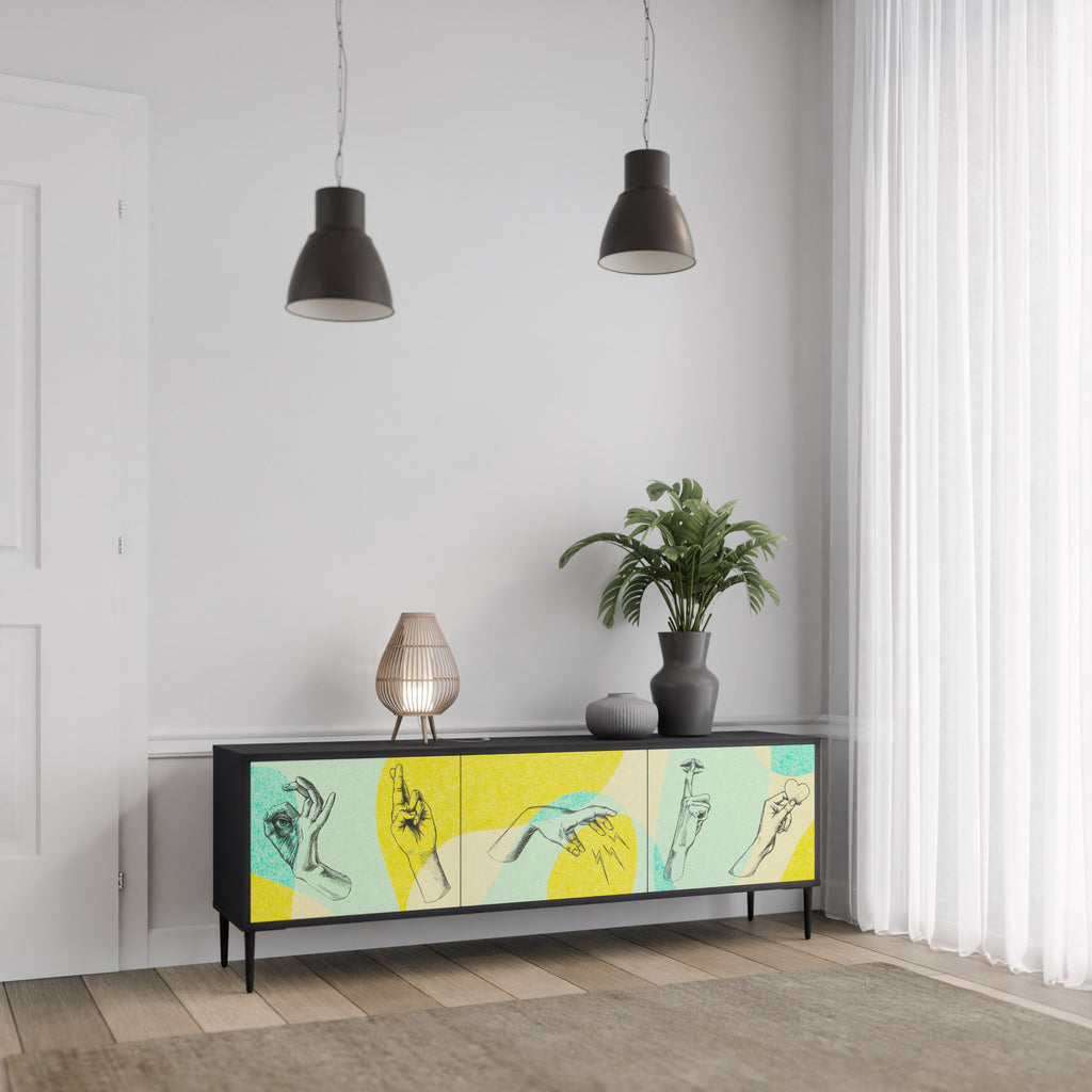 BODY LANGUAGE Móvel de TV com 3 Portas em Acabamento Preto