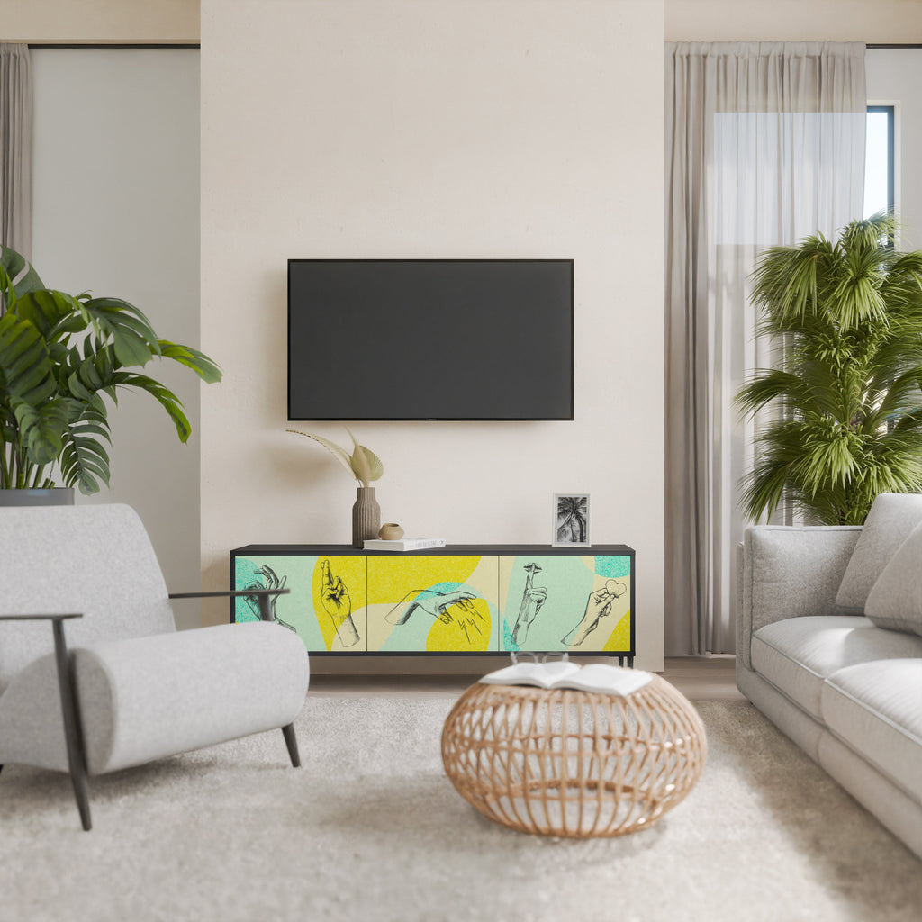 BODY LANGUAGE Móvel de TV com 3 Portas em Acabamento Preto