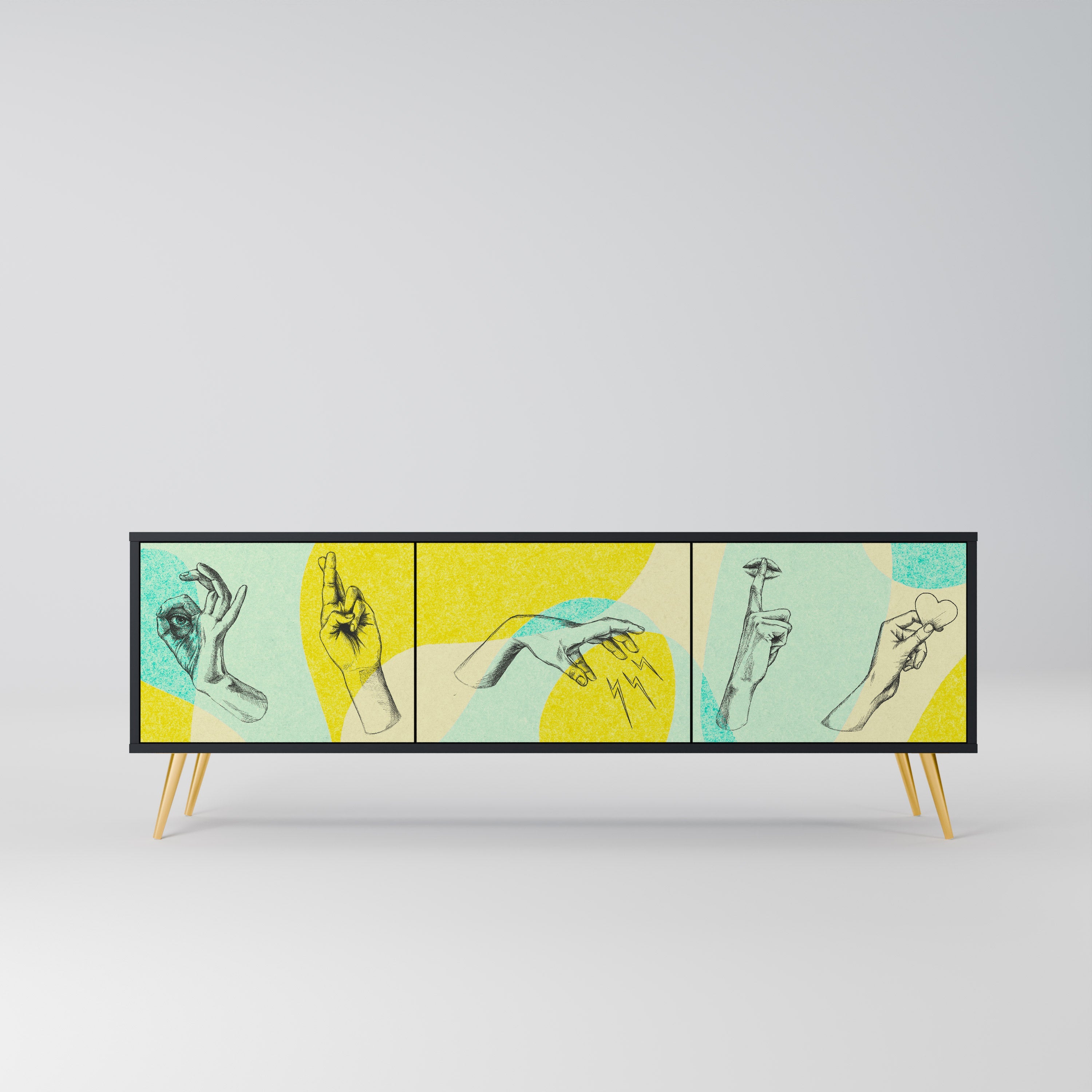 BODY LANGUAGE Móvel de TV com 3 Portas em Acabamento Preto