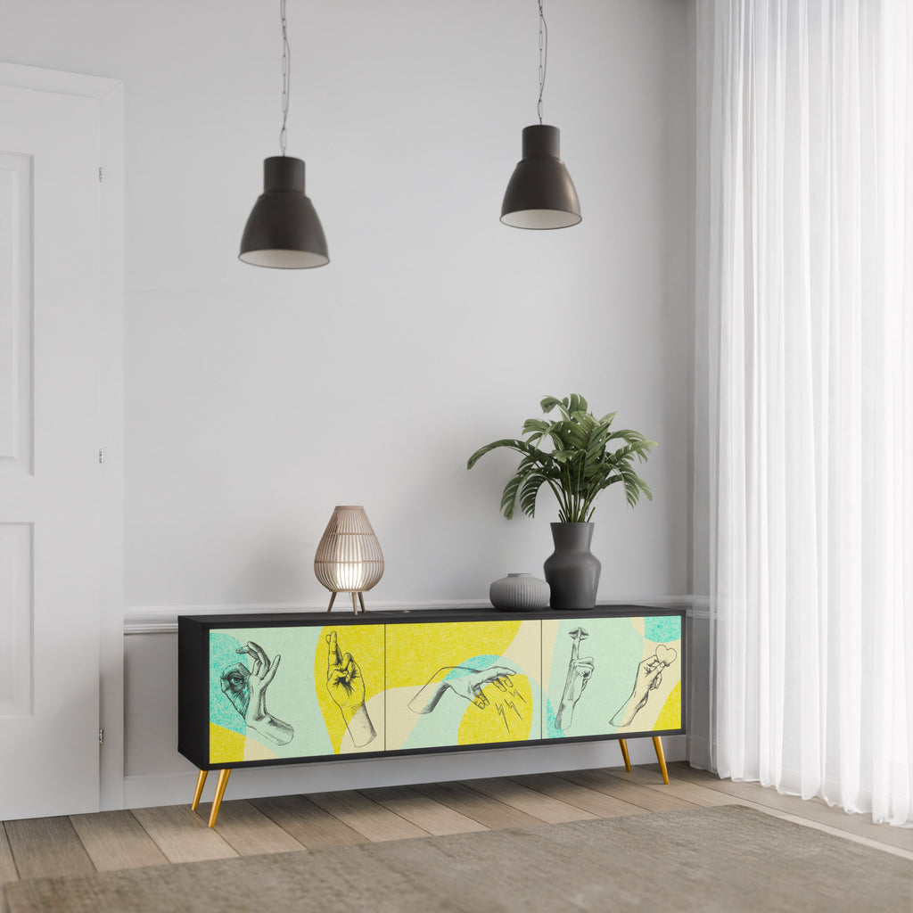 BODY LANGUAGE Móvel de TV com 3 Portas em Acabamento Preto