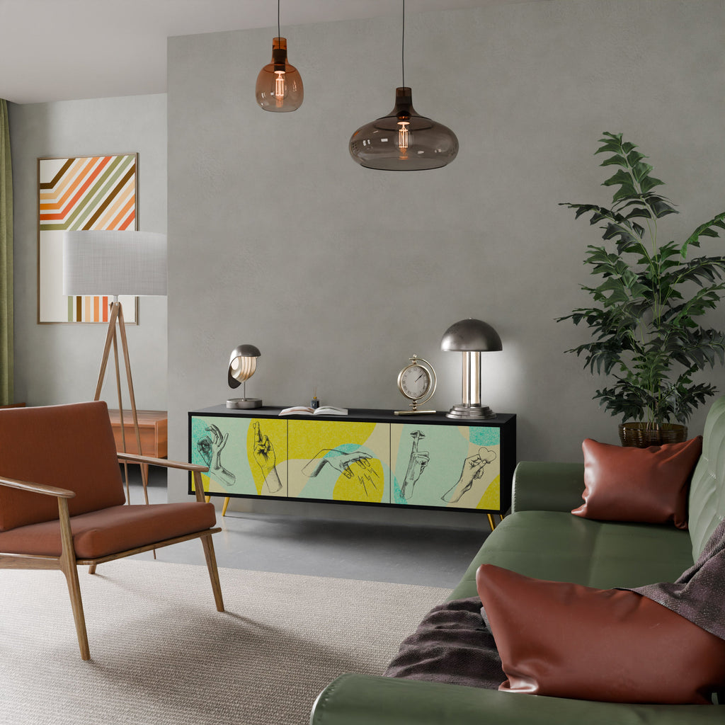 BODY LANGUAGE Móvel de TV com 3 Portas em Acabamento Preto