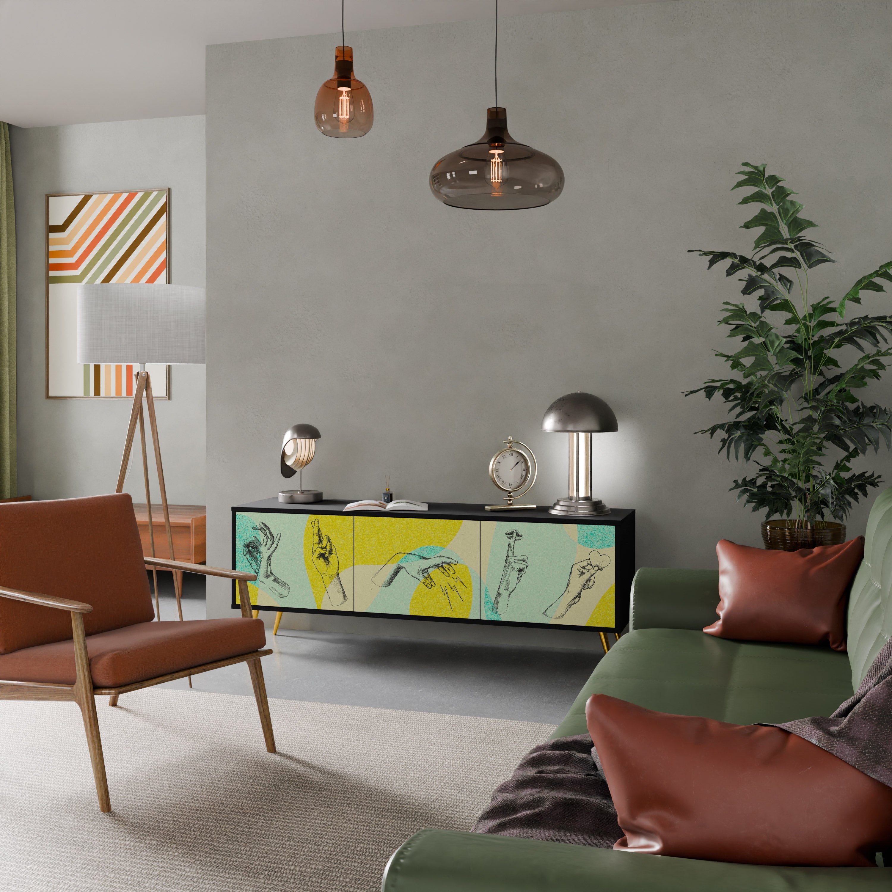 BODY LANGUAGE Móvel de TV com 3 Portas em Acabamento Preto