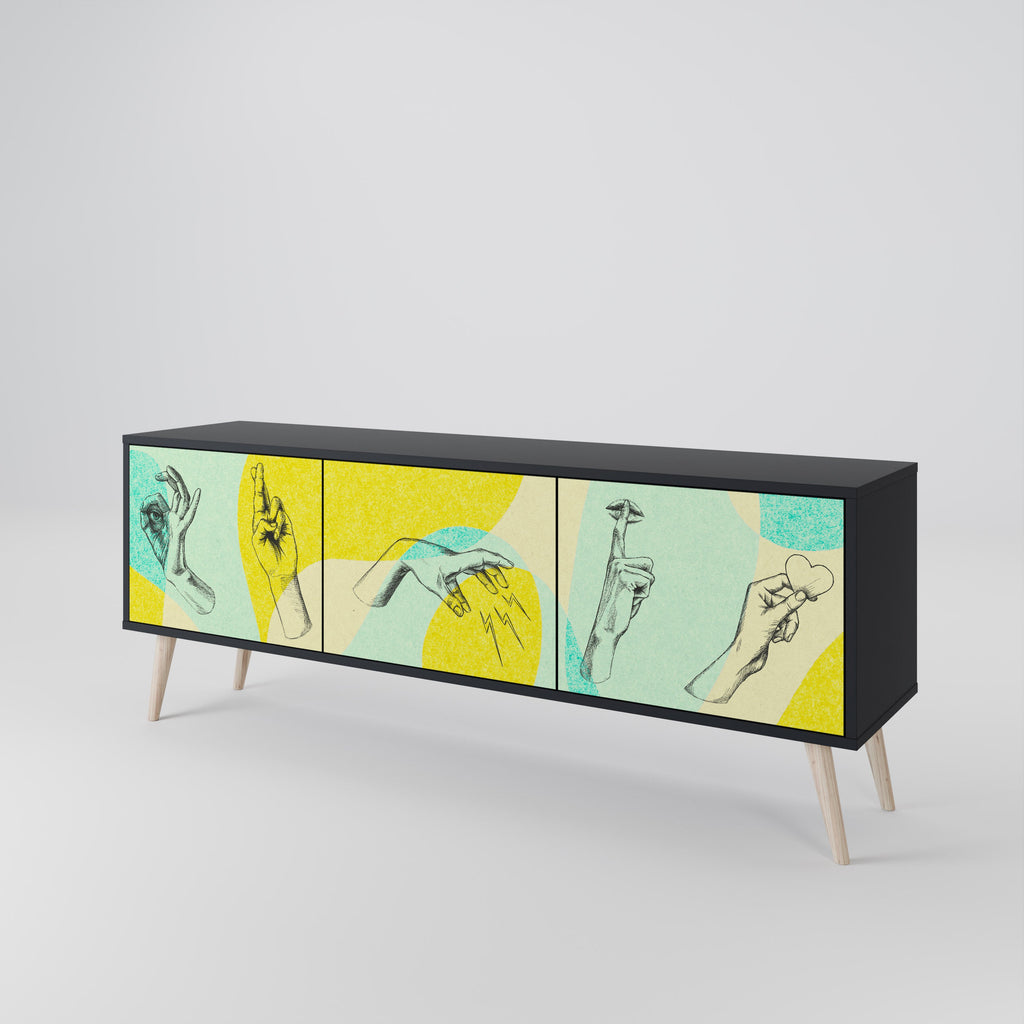 BODY LANGUAGE Móvel de TV com 3 Portas em Acabamento Preto