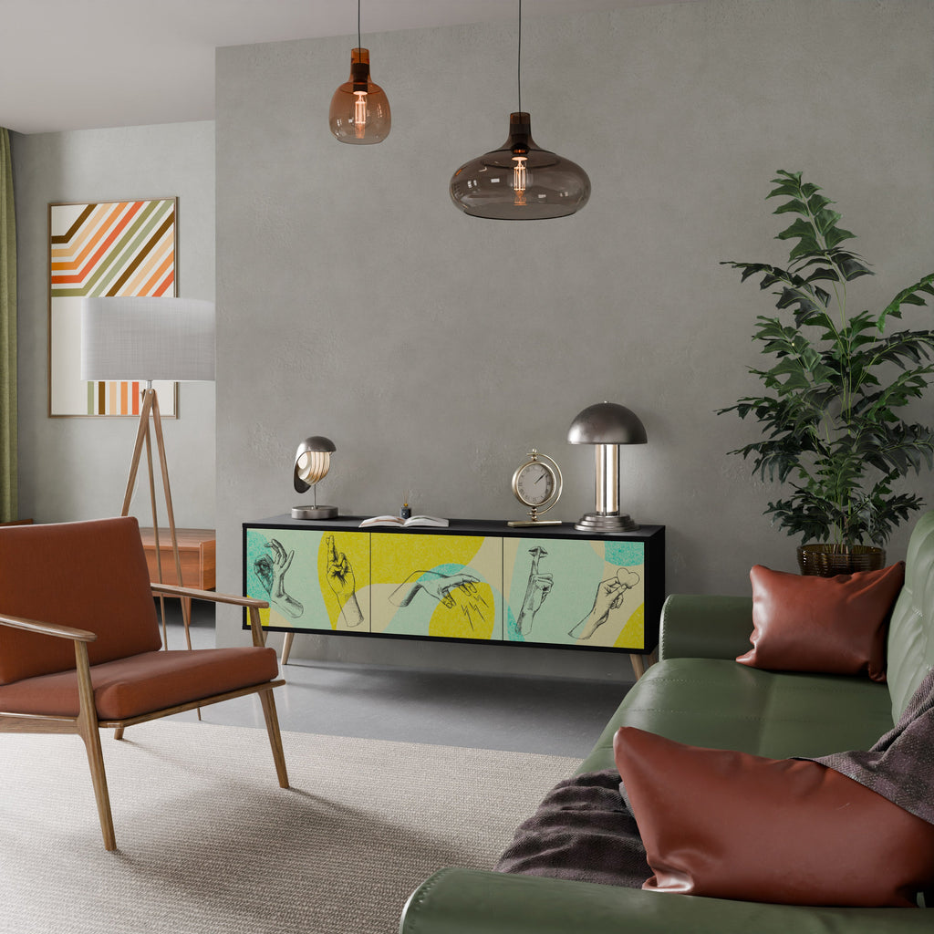 BODY LANGUAGE Móvel de TV com 3 Portas em Acabamento Preto