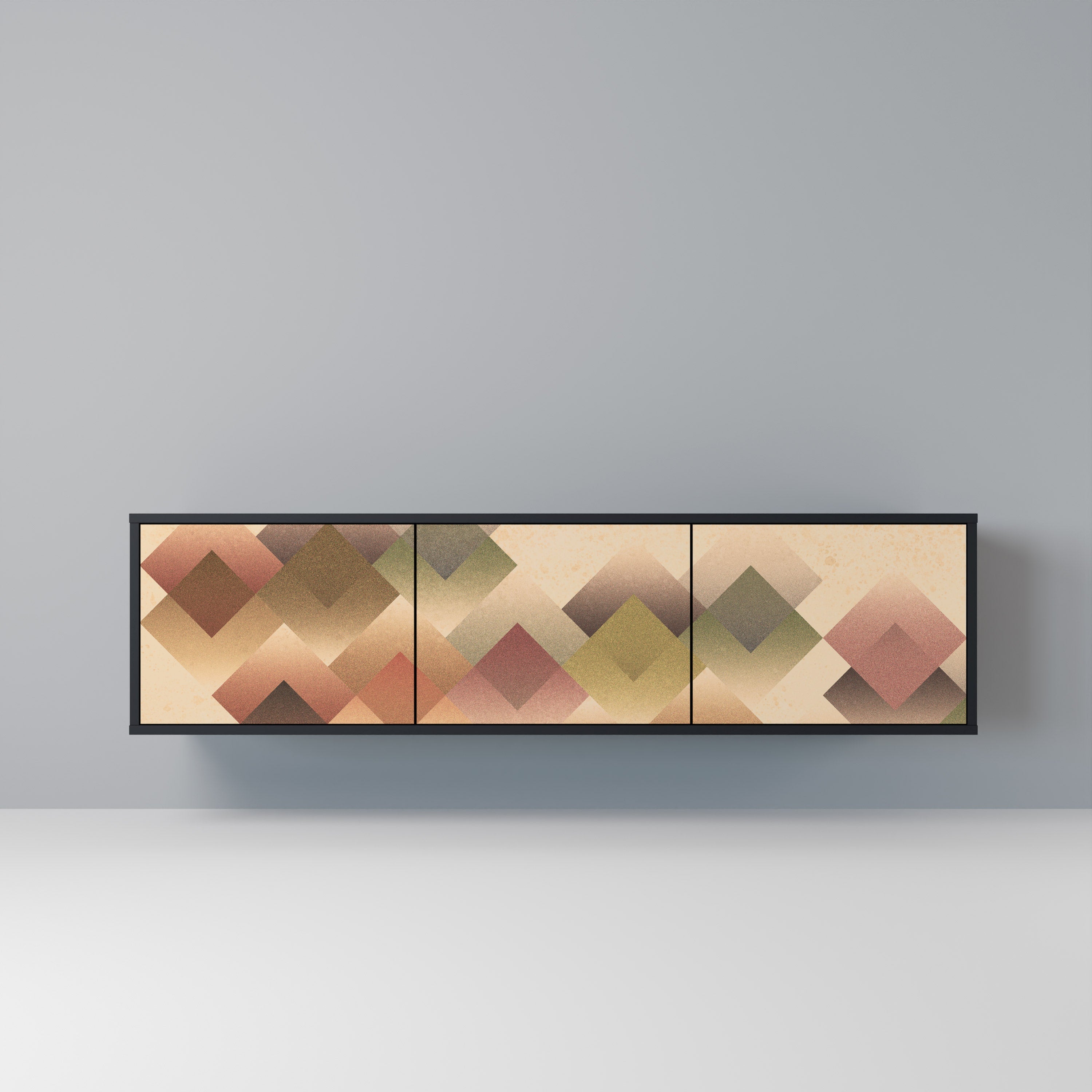 GEOMETRIC FUSION Móvel de TV com 3 Portas em Acabamento Preto