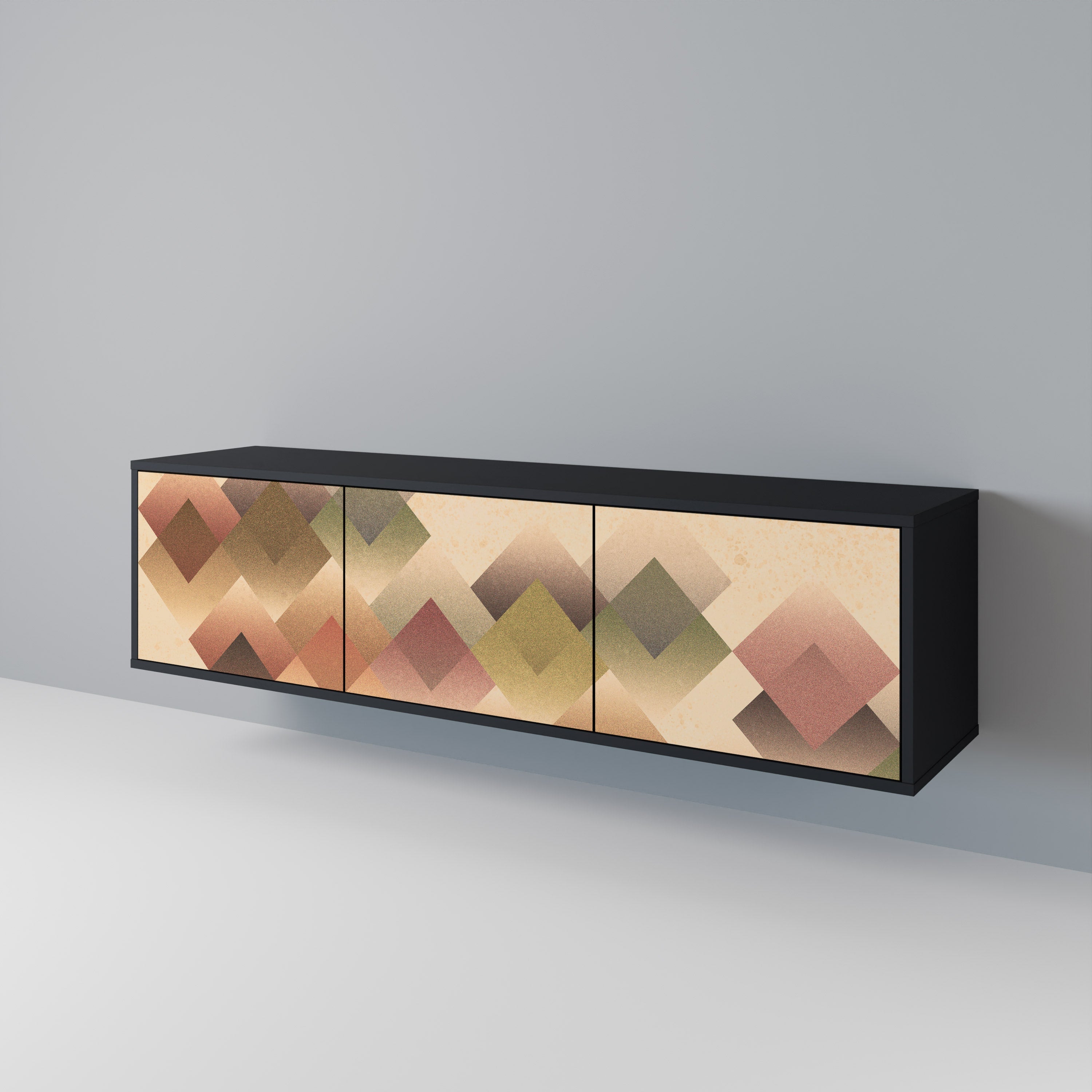 GEOMETRIC FUSION Móvel de TV com 3 Portas em Acabamento Preto