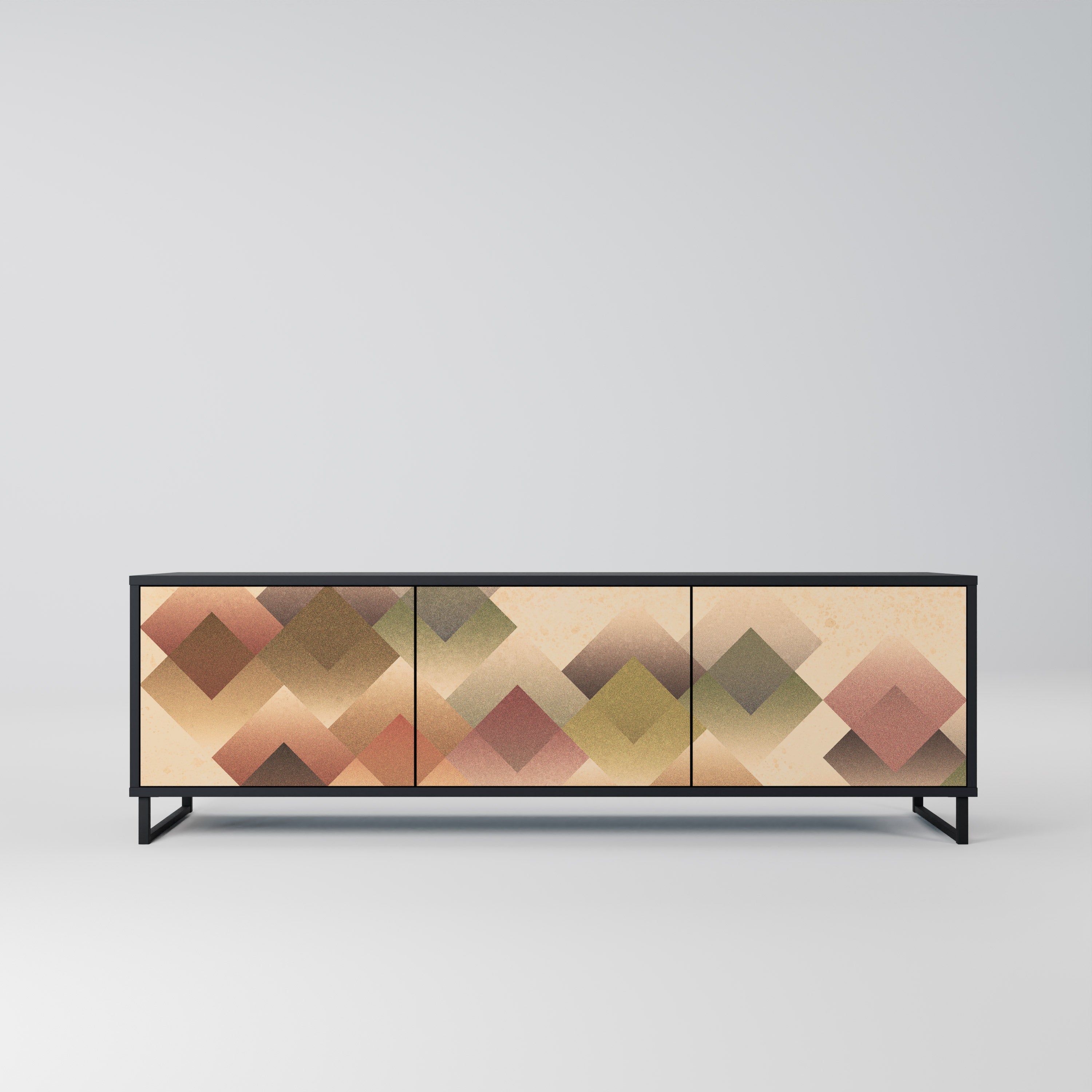 GEOMETRIC FUSION Móvel de TV com 3 Portas em Acabamento Preto