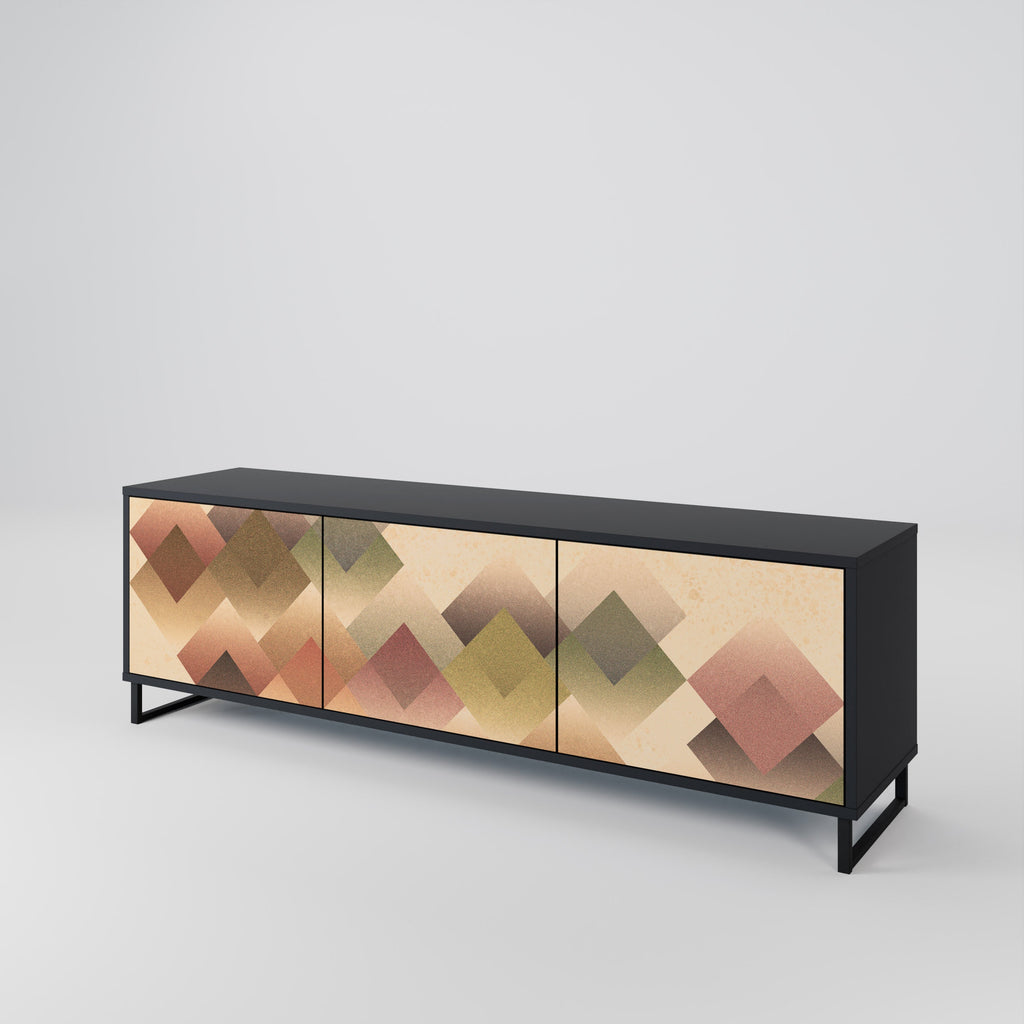 GEOMETRIC FUSION Móvel de TV com 3 Portas em Acabamento Preto