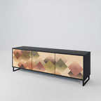 GEOMETRIC FUSION Móvel de TV com 3 Portas em Acabamento Preto