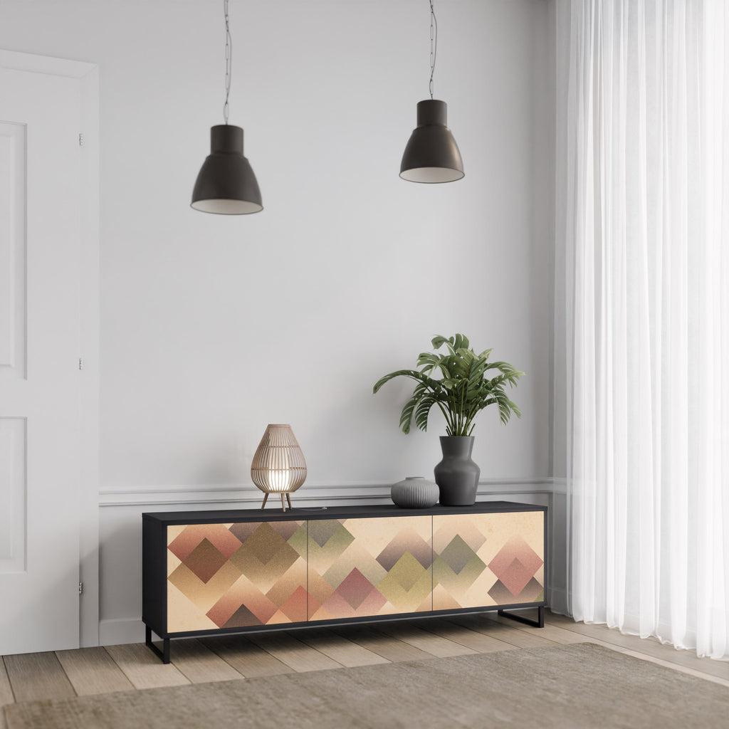 GEOMETRIC FUSION Móvel de TV com 3 Portas em Acabamento Preto