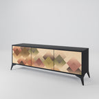 GEOMETRIC FUSION Móvel de TV com 3 Portas em Acabamento Preto