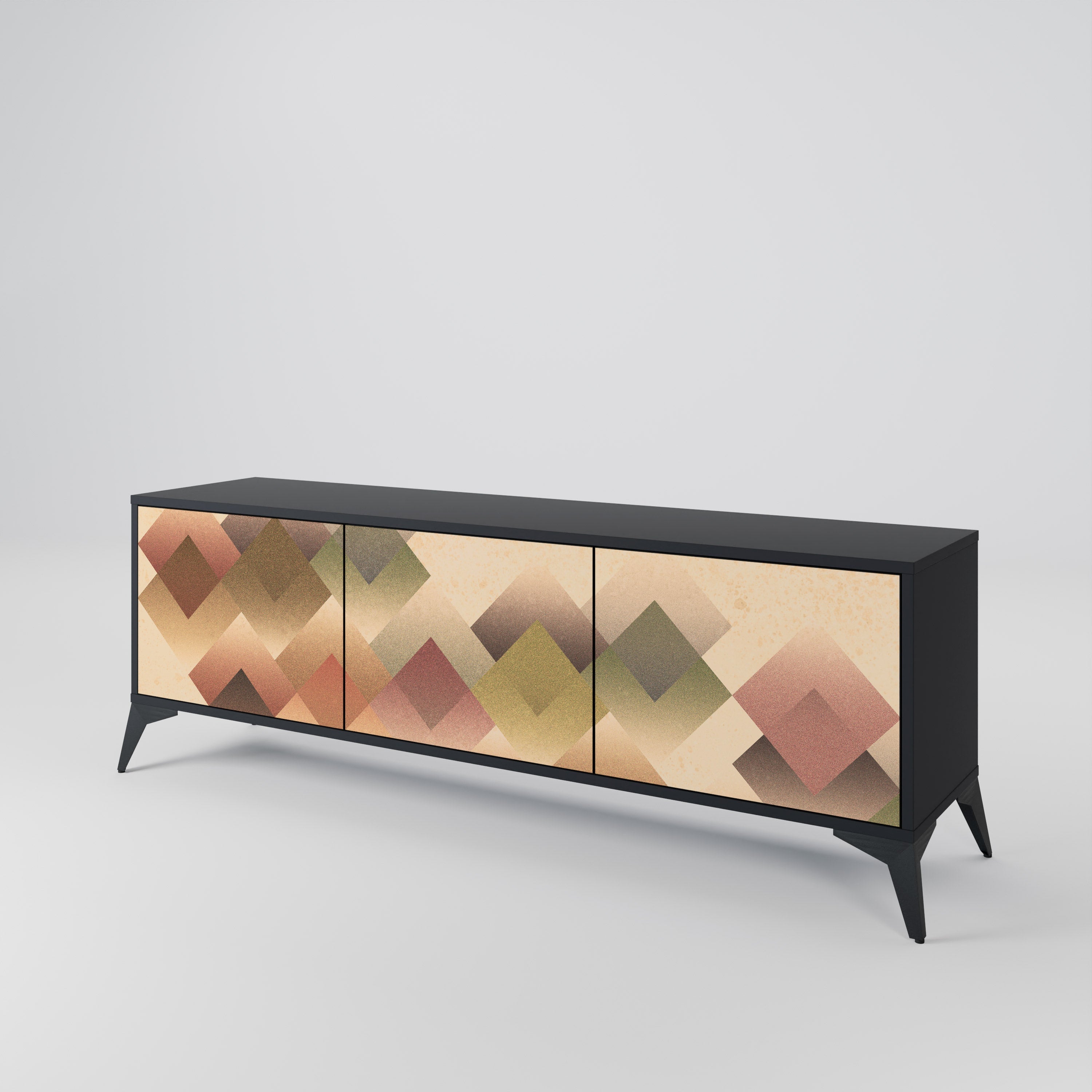 GEOMETRIC FUSION Móvel de TV com 3 Portas em Acabamento Preto