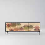 GEOMETRIC FUSION Móvel de TV com 3 Portas em Acabamento Preto