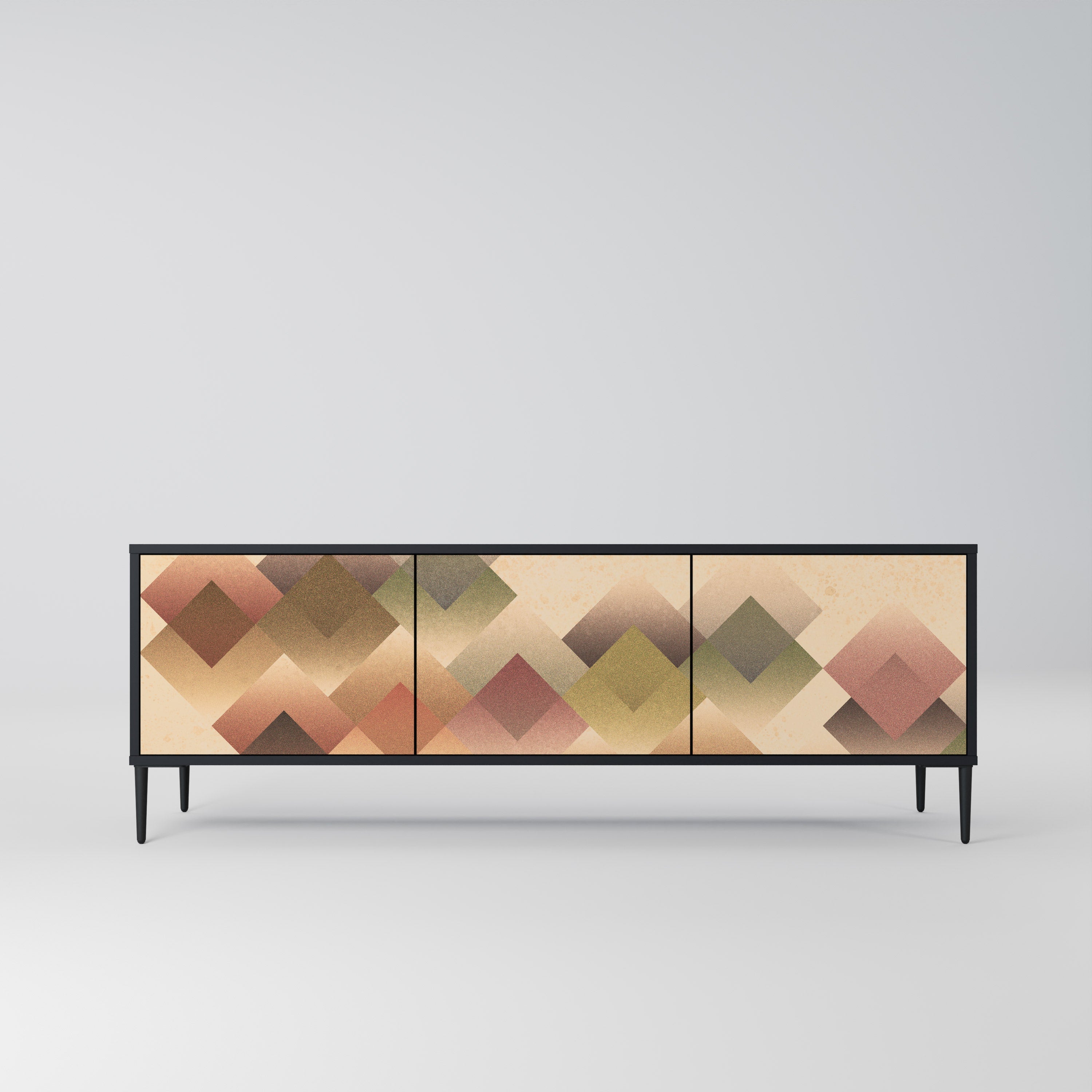 GEOMETRIC FUSION Móvel de TV com 3 Portas em Acabamento Preto