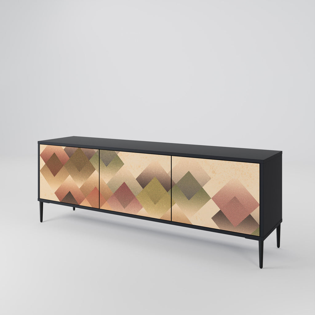 GEOMETRIC FUSION Móvel de TV com 3 Portas em Acabamento Preto