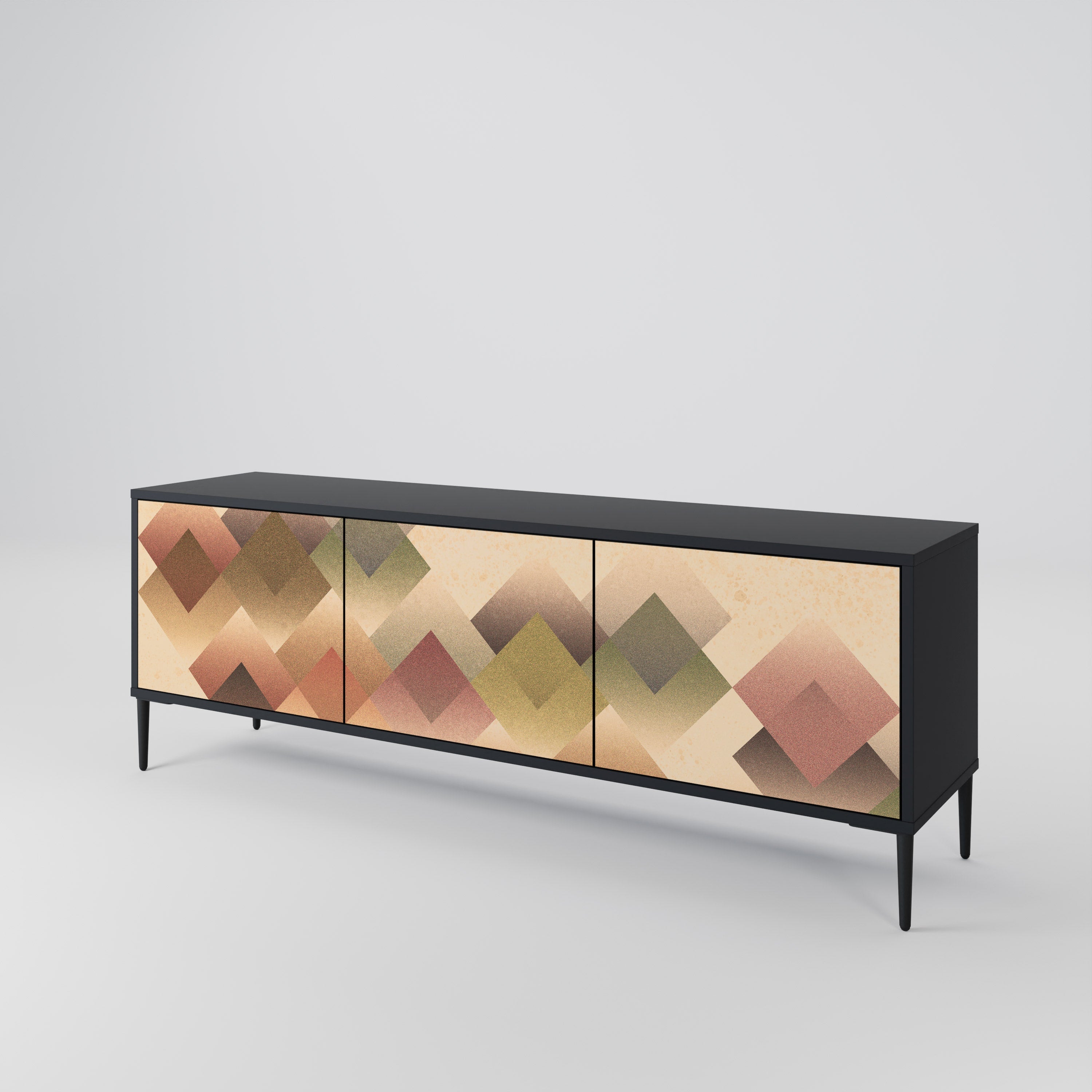 GEOMETRIC FUSION Móvel de TV com 3 Portas em Acabamento Preto