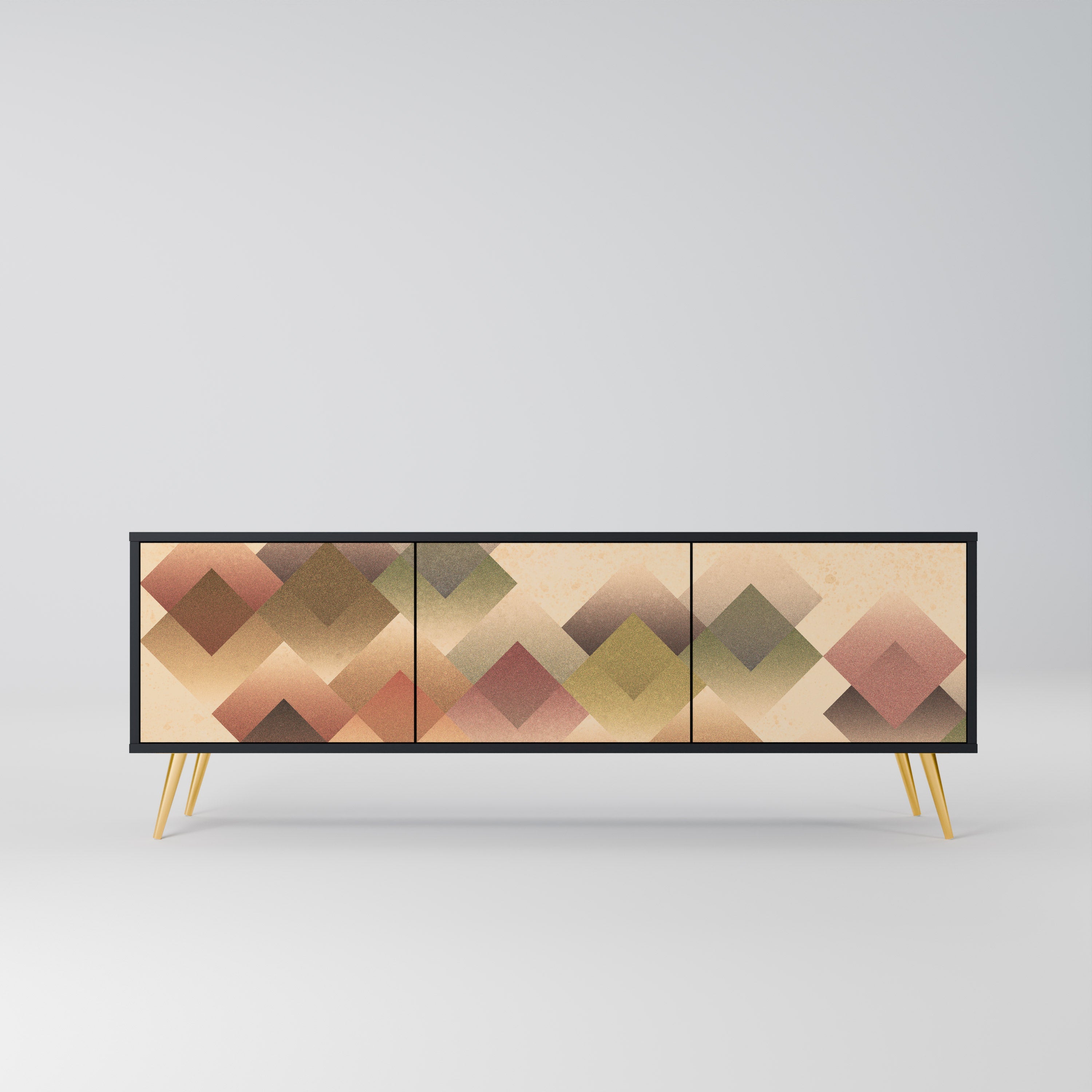 GEOMETRIC FUSION Móvel de TV com 3 Portas em Acabamento Preto