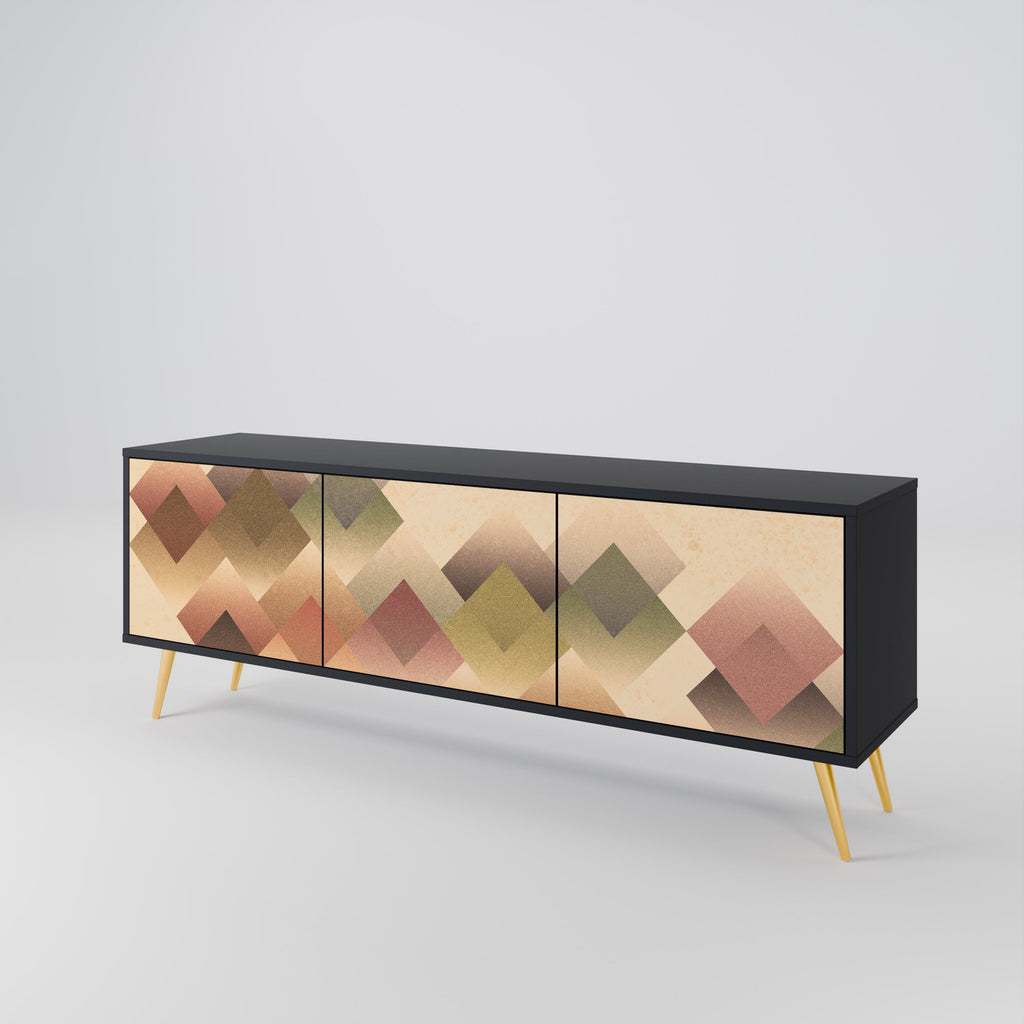 GEOMETRIC FUSION Móvel de TV com 3 Portas em Acabamento Preto