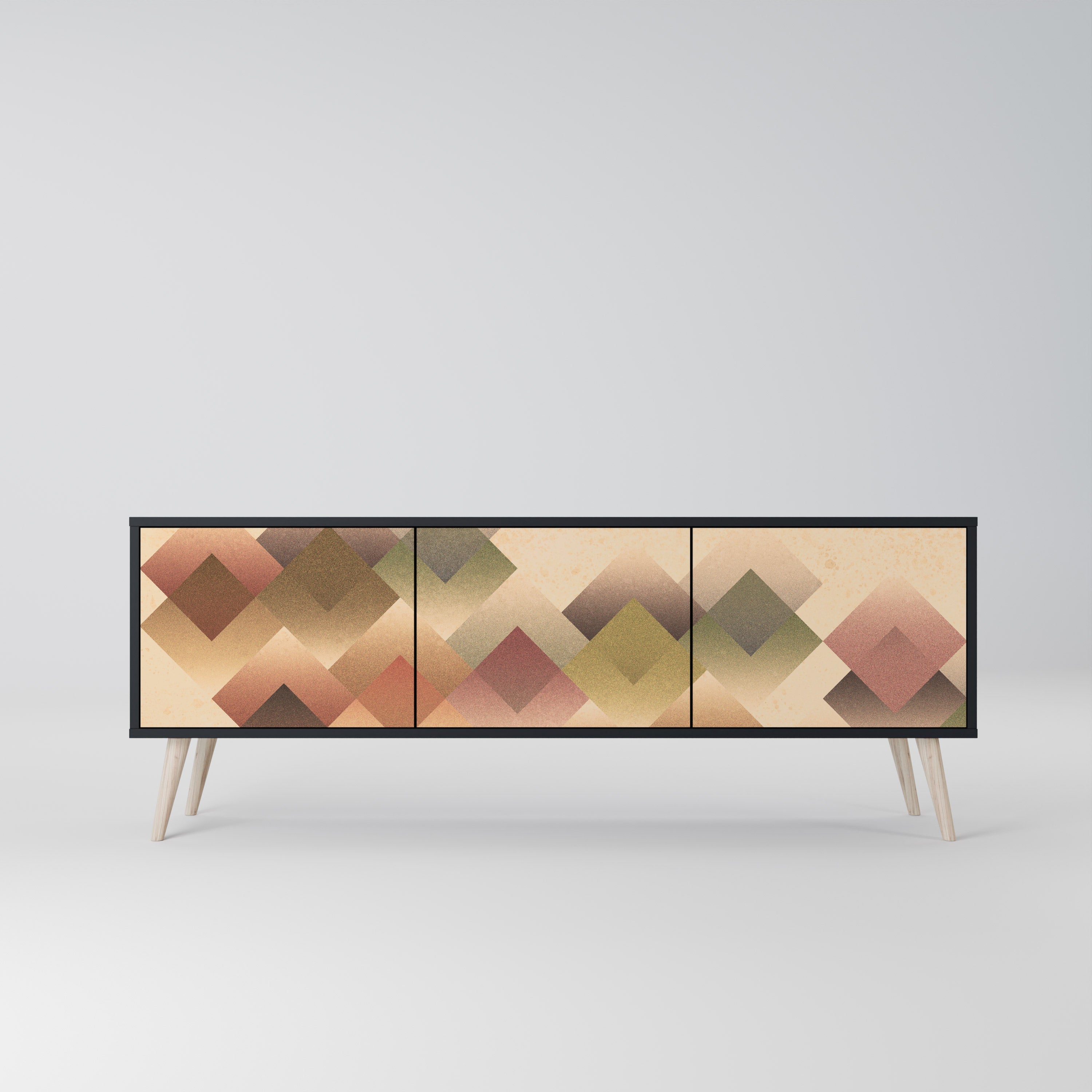 GEOMETRIC FUSION Móvel de TV com 3 Portas em Acabamento Preto