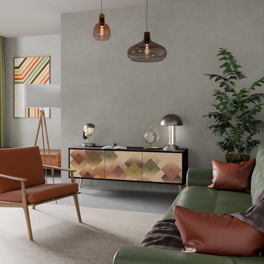 GEOMETRIC FUSION Móvel de TV com 3 Portas em Acabamento Preto