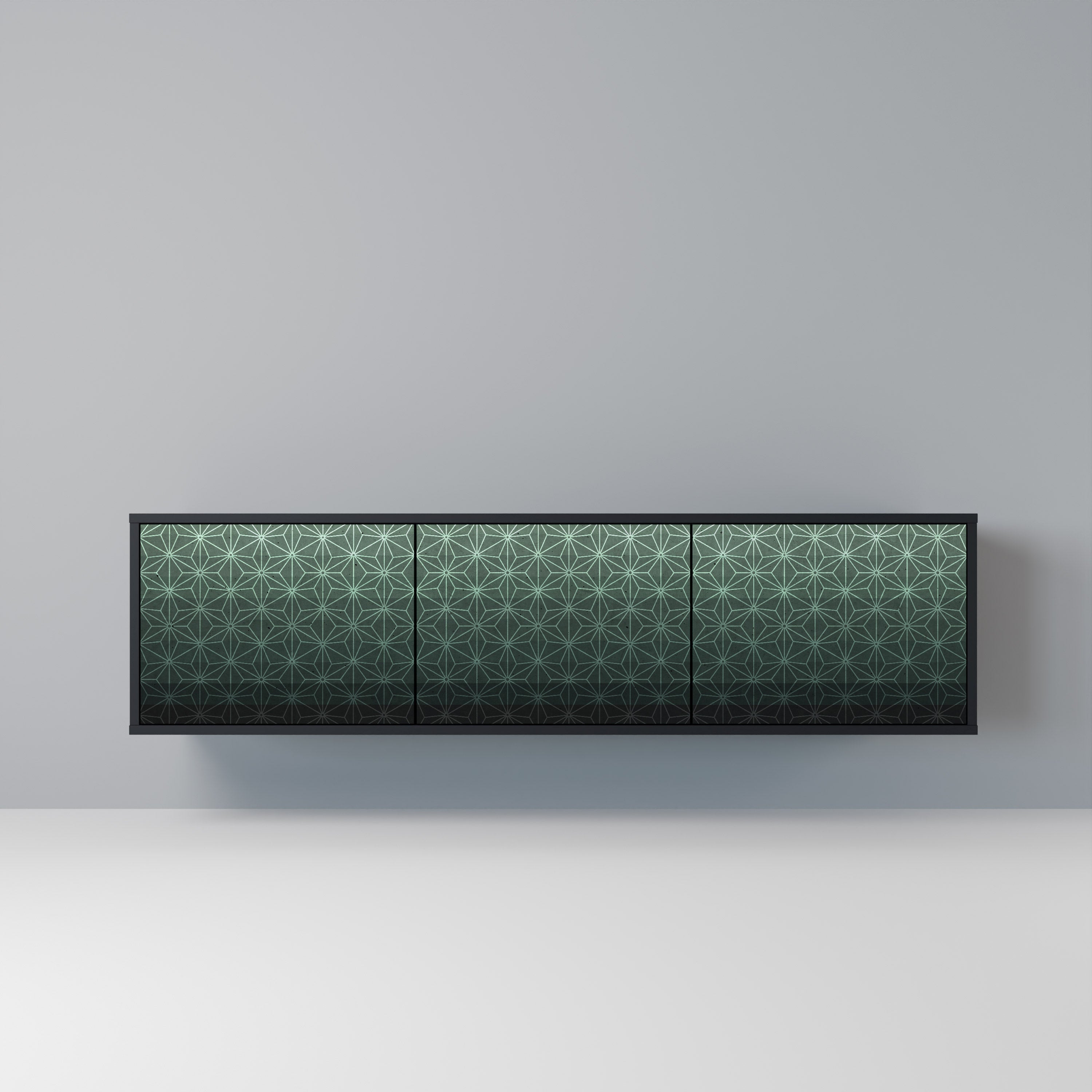 ORNAMENTAL GLIMMER Móvel de TV com 3 Portas em Acabamento Preto