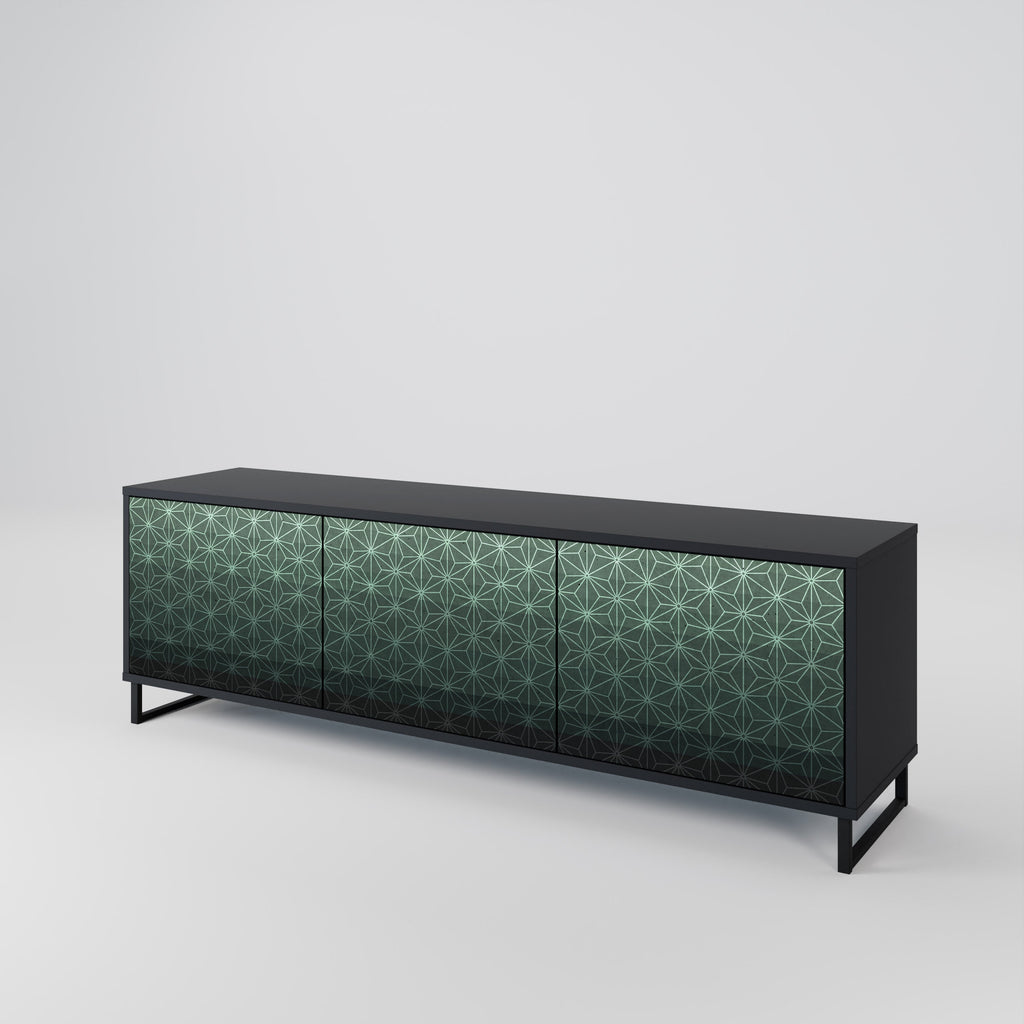 ORNAMENTAL GLIMMER Móvel de TV com 3 Portas em Acabamento Preto