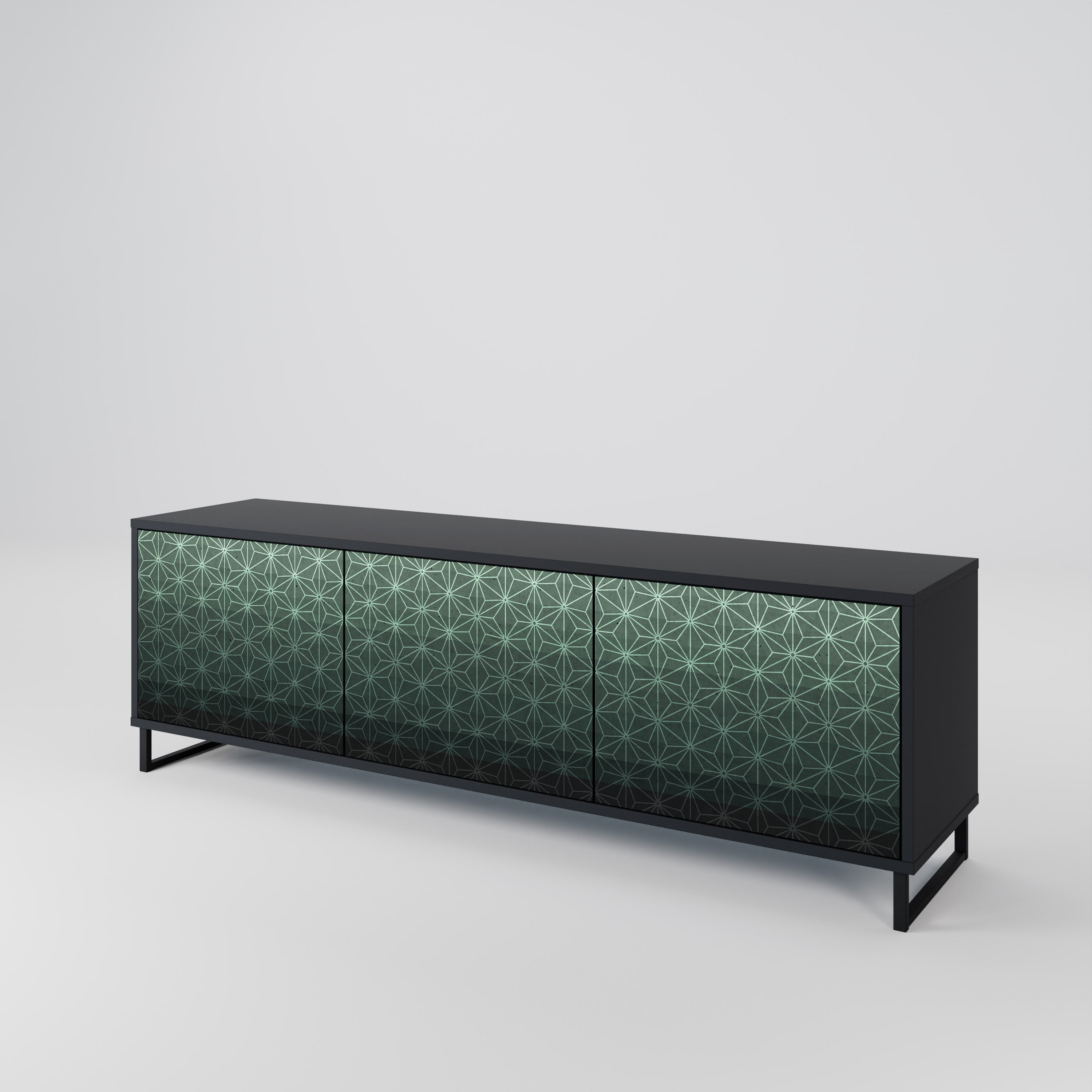 ORNAMENTAL GLIMMER Móvel de TV com 3 Portas em Acabamento Preto