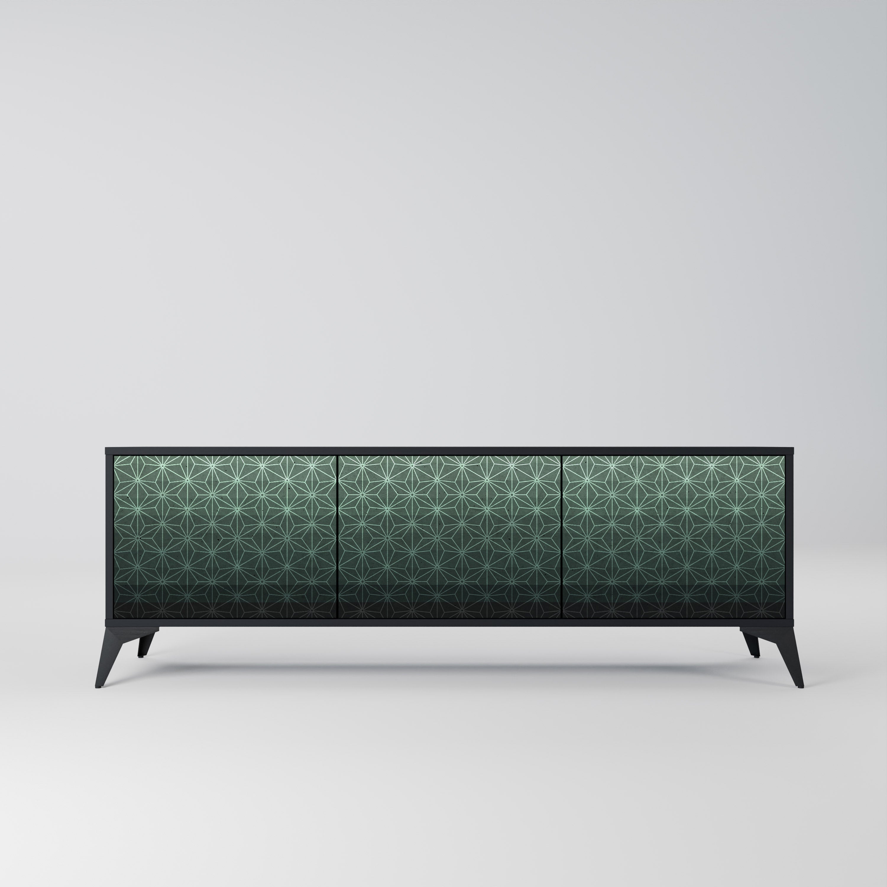 ORNAMENTAL GLIMMER Móvel de TV com 3 Portas em Acabamento Preto