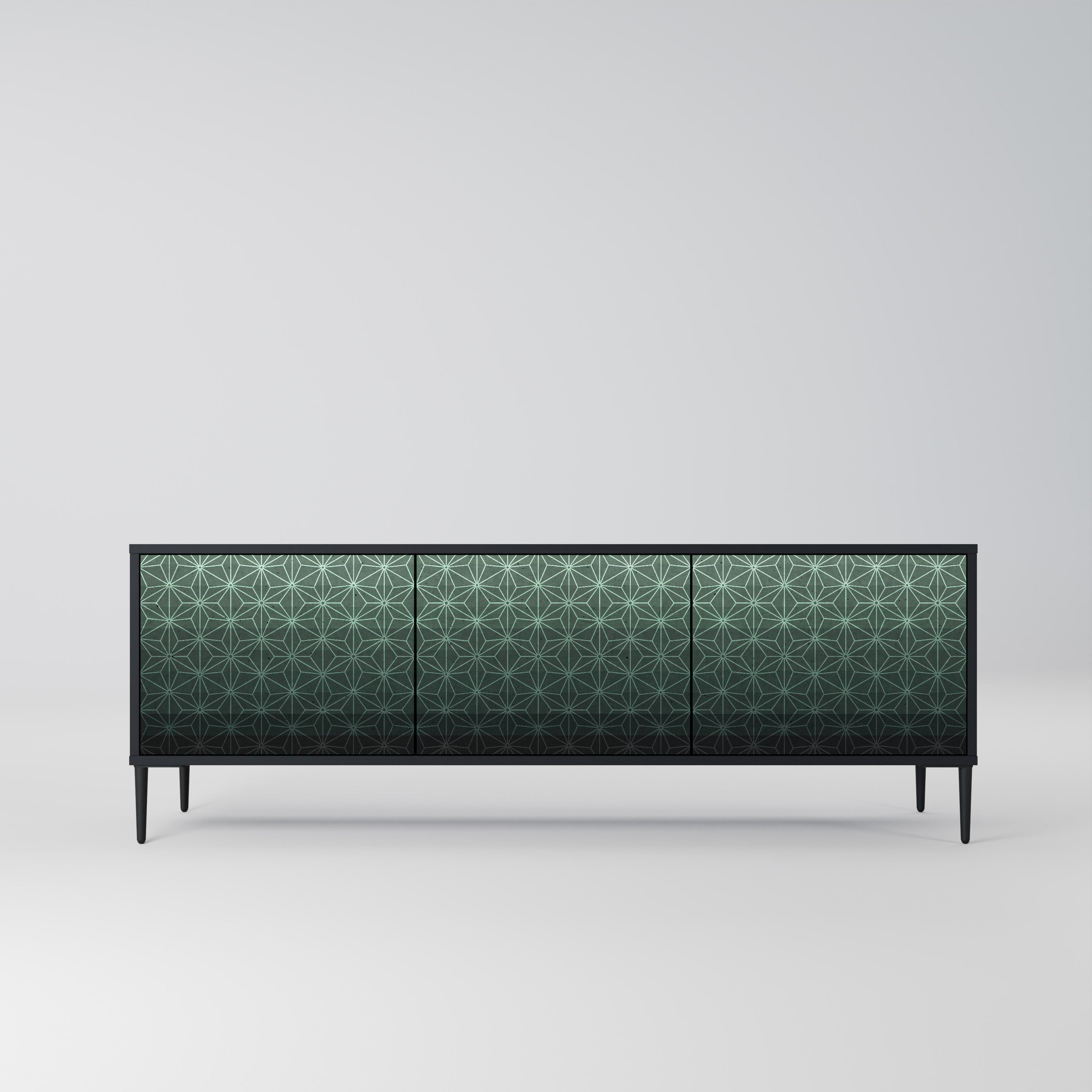 ORNAMENTAL GLIMMER Móvel de TV com 3 Portas em Acabamento Preto