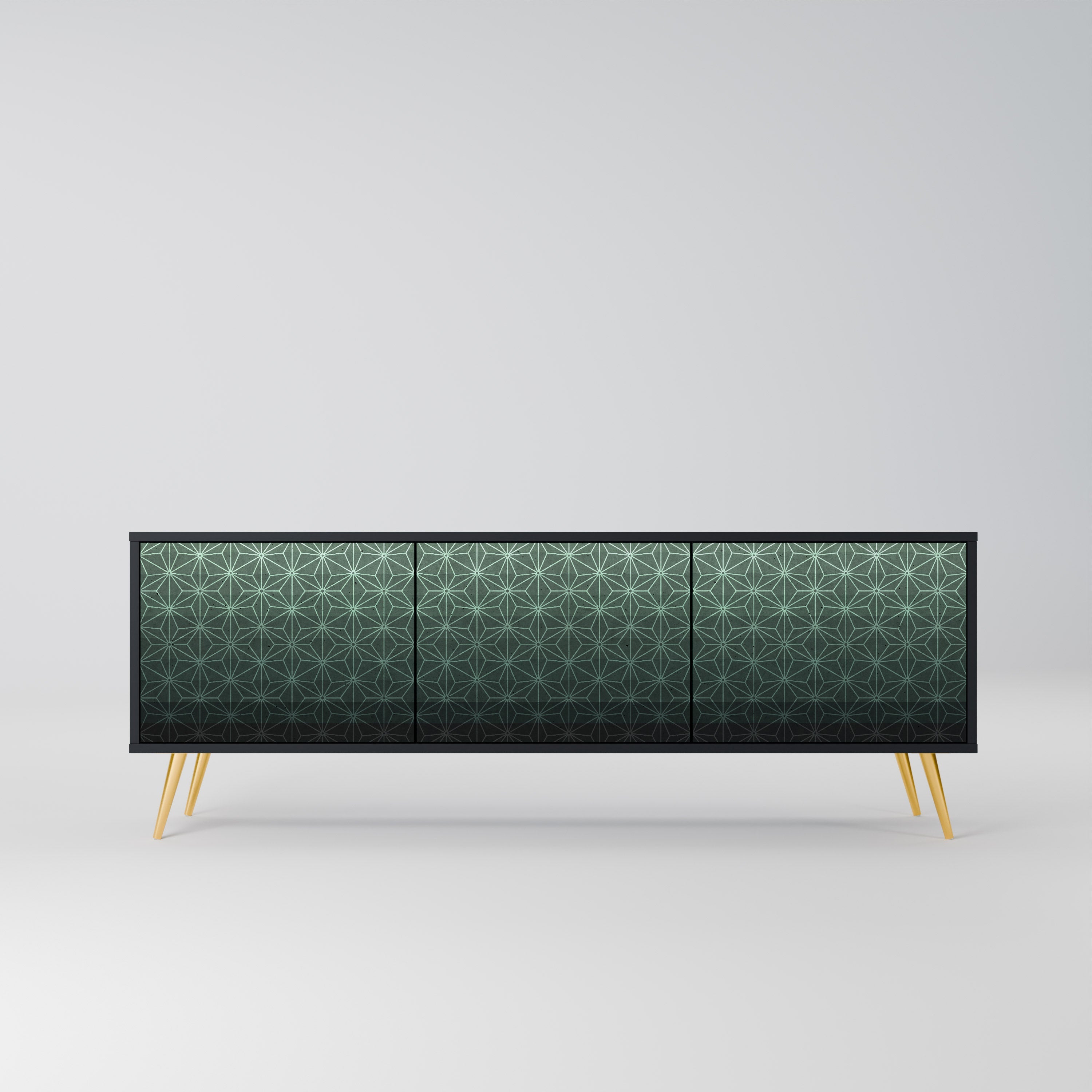 ORNAMENTAL GLIMMER Móvel de TV com 3 Portas em Acabamento Preto