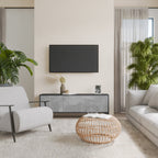 CONCRETE ZIG ZAG Móvel de TV com 3 Portas em Acabamento Preto