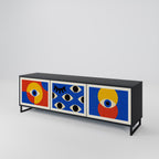 GEOMETRIC EYES 3-Door TV Stand in Black Finish