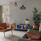 GEOMETRIC EYES 3-Door TV Stand in Black Finish