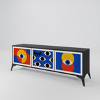 GEOMETRIC EYES 3-Door TV Stand in Black Finish