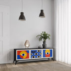 GEOMETRIC EYES 3-Door TV Stand in Black Finish