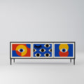GEOMETRIC EYES 3-Door TV Stand in Black Finish