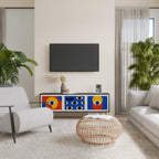 GEOMETRIC EYES 3-Door TV Stand in Black Finish