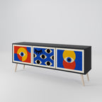 GEOMETRIC EYES 3-Door TV Stand in Black Finish