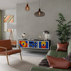 GEOMETRIC EYES 3-Door TV Stand in Black Finish